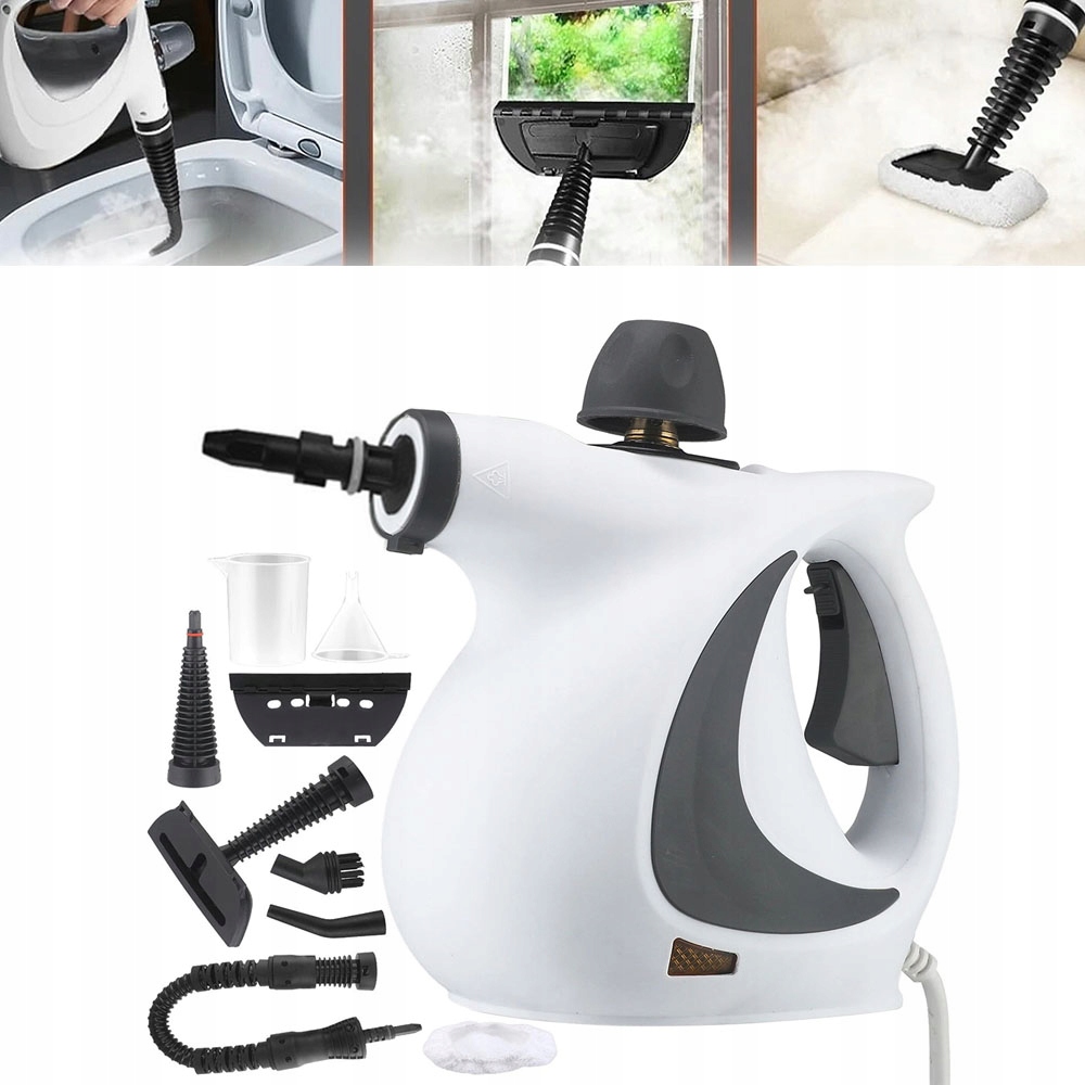 Myjka Parowa, 1050W Parownica Ciśnieniowy Czyścik 350ml, Z 9 Akcesoriami