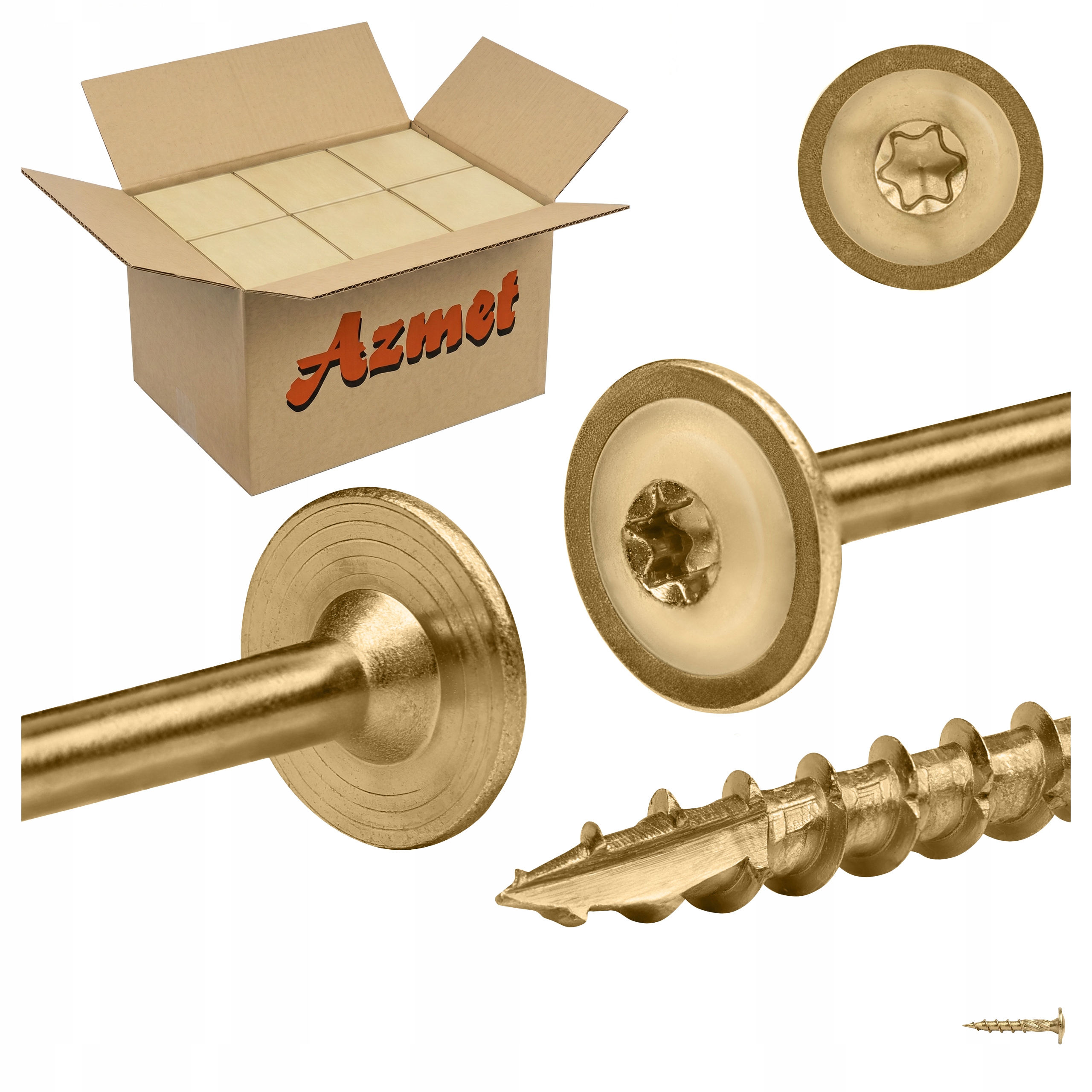 Tesárske skrutky 6x40 mm Torx do dreva, tanierové, 2400 ks Azmet WCT06040