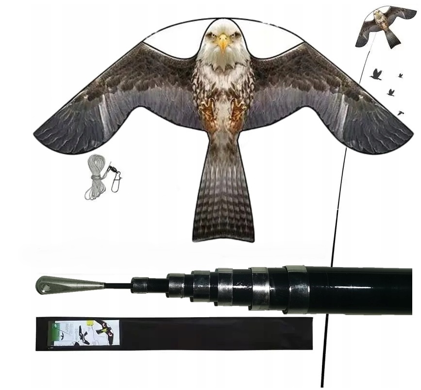 Profesjonalny Odstraszacz Ptaków Latawiec Sokół Orzeł Maszt 7 M Krętlik