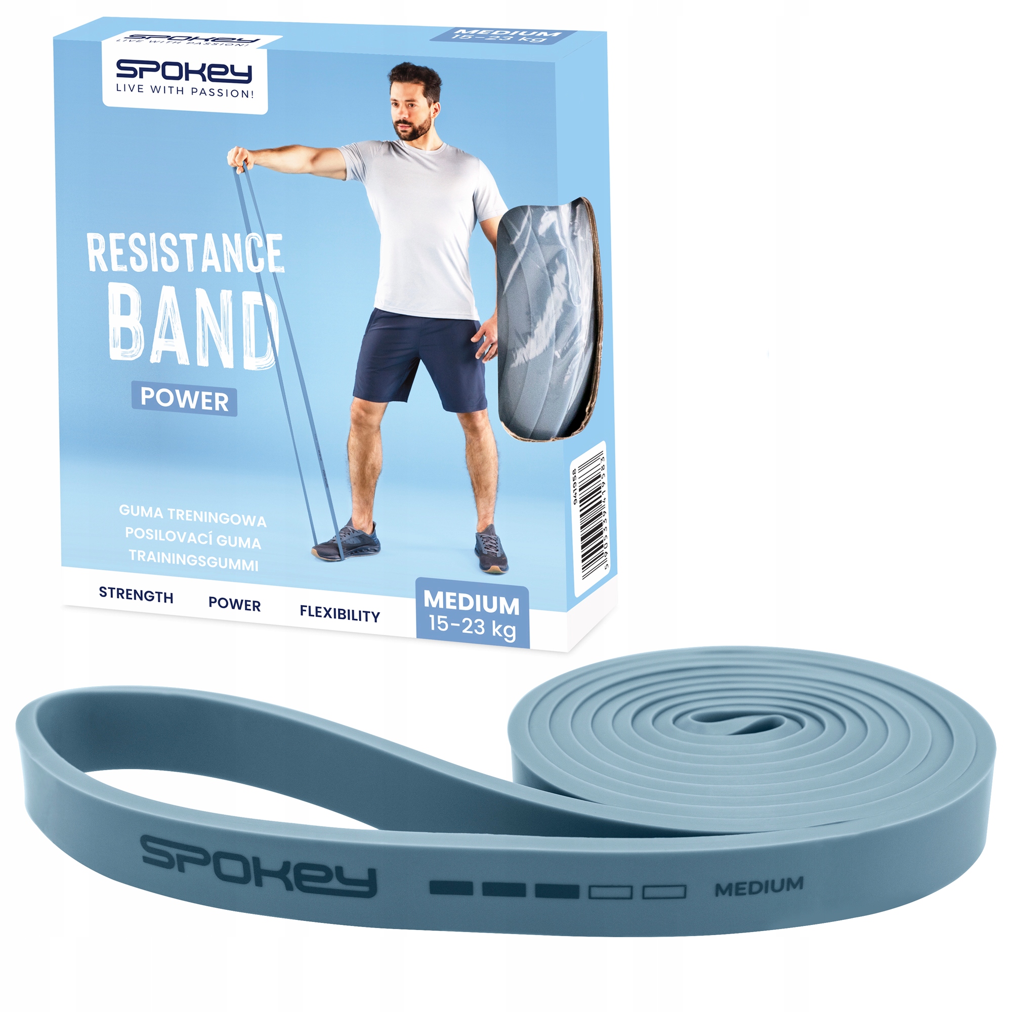 Guma treningowa medium Spokey POWER opór 15-23 kg