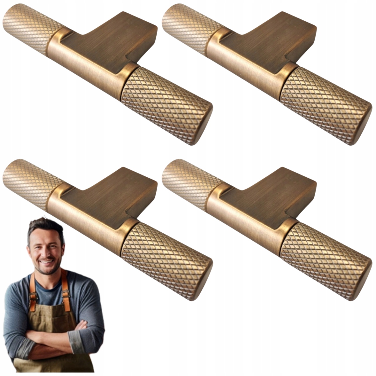 Nábytkový držiak Gombík Rea Mlotek Patinované Zlaté Radelko 72x12mm 4ks