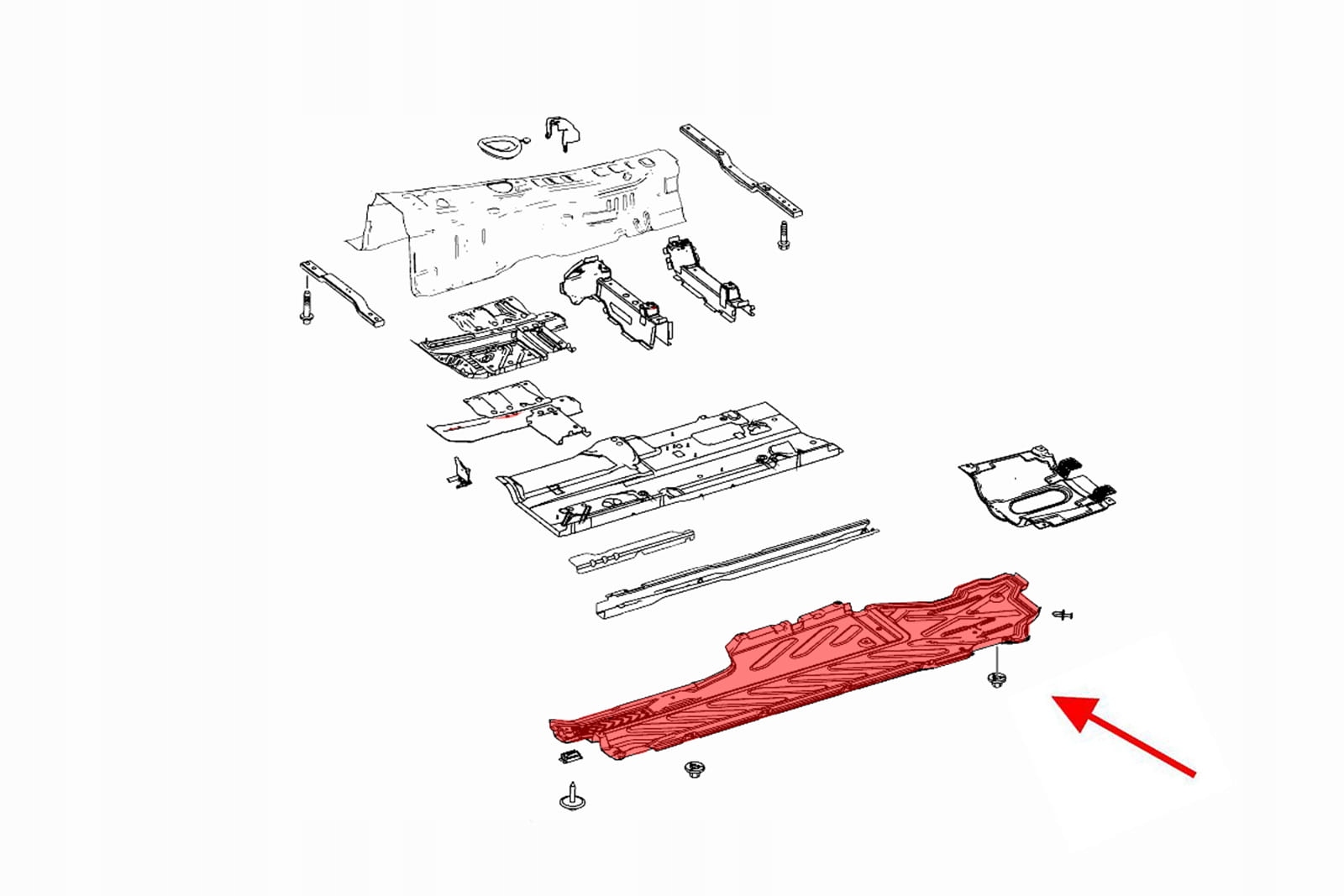 MERCEDES GLC X253 W253 2015-19 MATERIAŁOWA OSŁONA PODWOZIA LEWA A2536800107 Numer katalogowy części 2536800107
