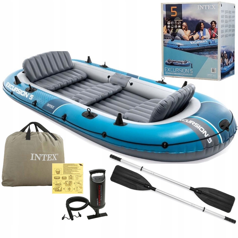 Ponton Wędkarski 366x168x43cm Intex 66325 Excursion 5 Wiosła Pompka