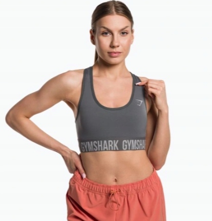 GYMSHARK STANIK SPORTOWY SZARY GŁADKI Z LOGO M 0Z4D1_D*