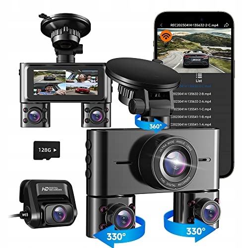 Hupejos V7 360° 4-kanálová autokamera Fhd 1080P WiFi nočné videnie