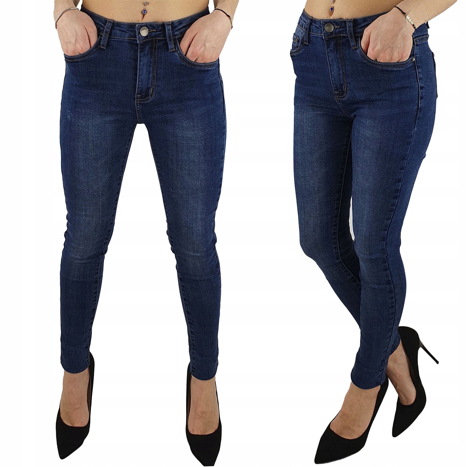 Damskie Spodnie Jeansowe Rurki Classic