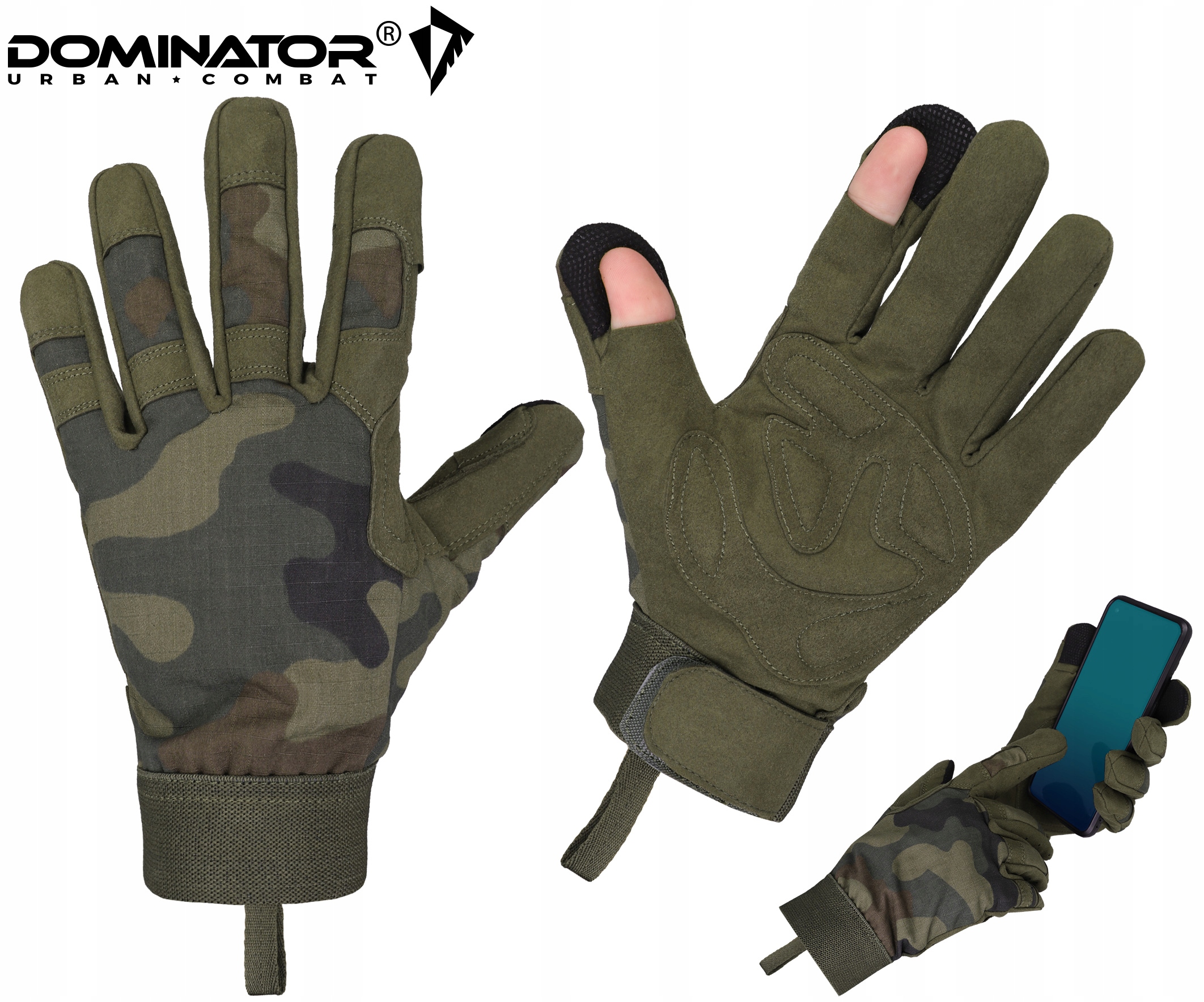 RĘKAWICE RĘKAWICZKI TAKTYCZNE DOMINATOR ARMY DO SMARTFONU PL CAMO WZ.93 XL Marka DOMINATOR