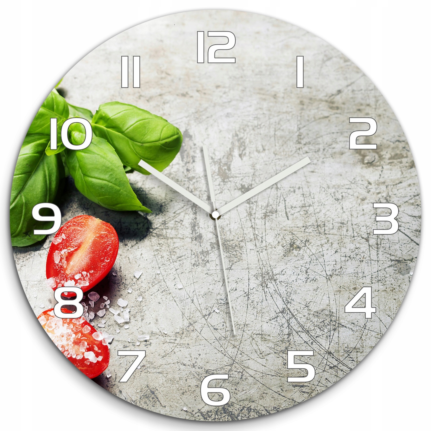 

Wiszący szklany zegar Pomidory i bazylia fi 60 cm