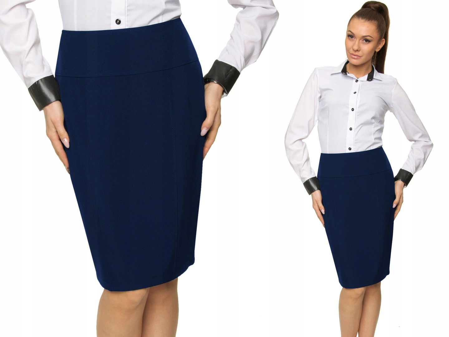 ELEGANCKA GŁADKA SPÓDNICA OŁÓWKOWA Rozmiar.46