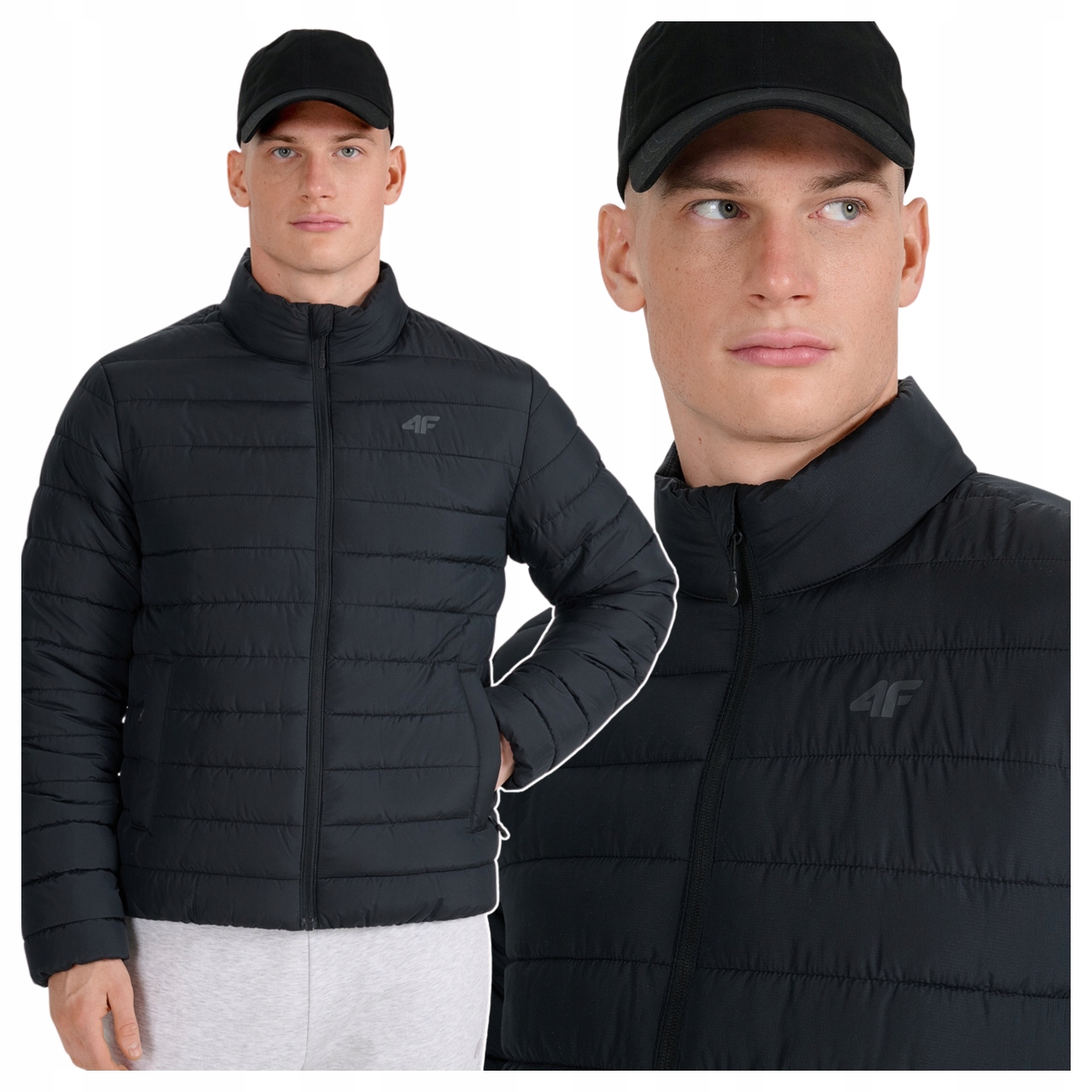 Bunda 4F Pánská S Kapucí Péřová Zateplená Zimní Sportovní Lehká Stojáček