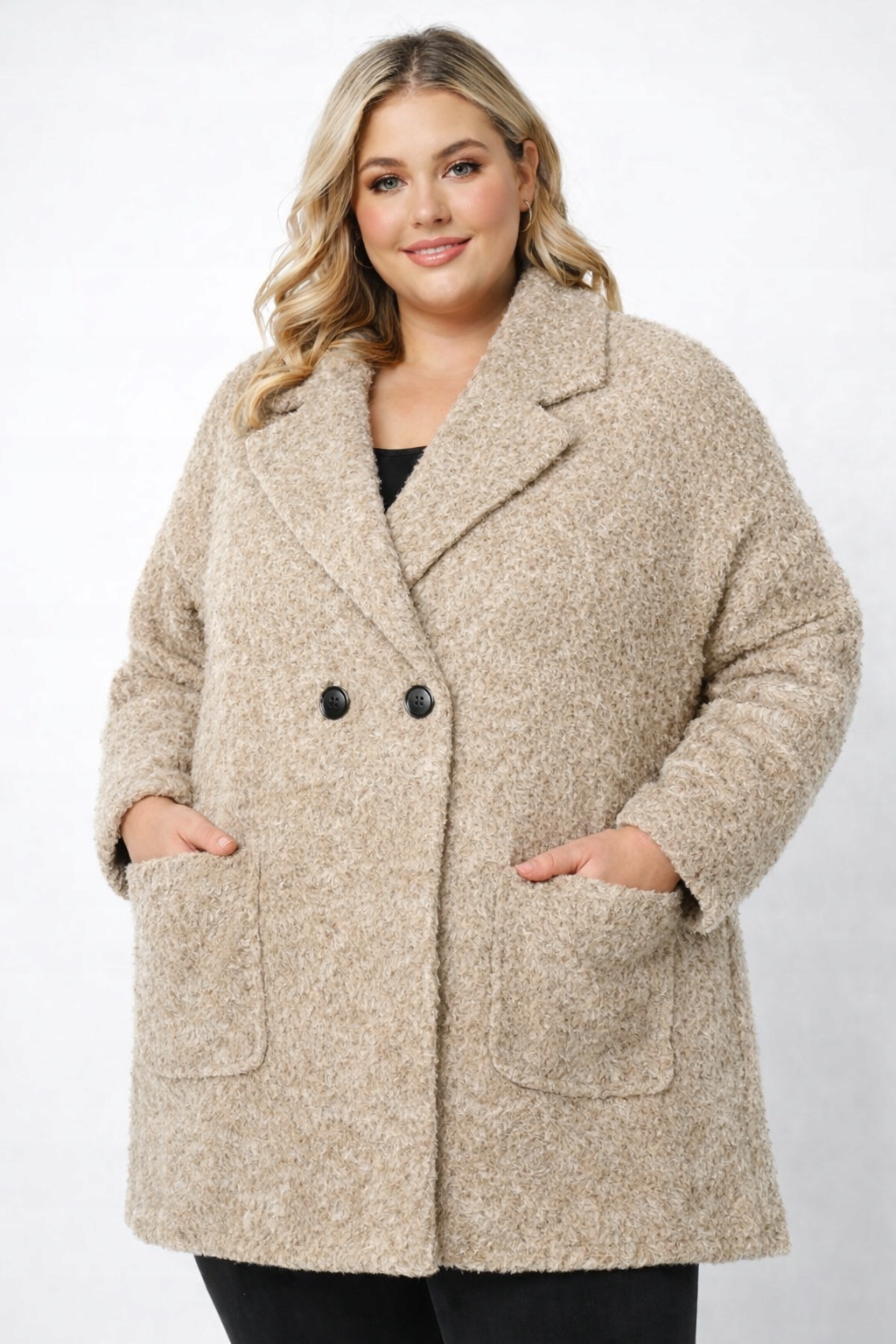 Dámský kabát Plus Size italský Viskóza měkký se zapínáním 54 56 7XL 8XL 001