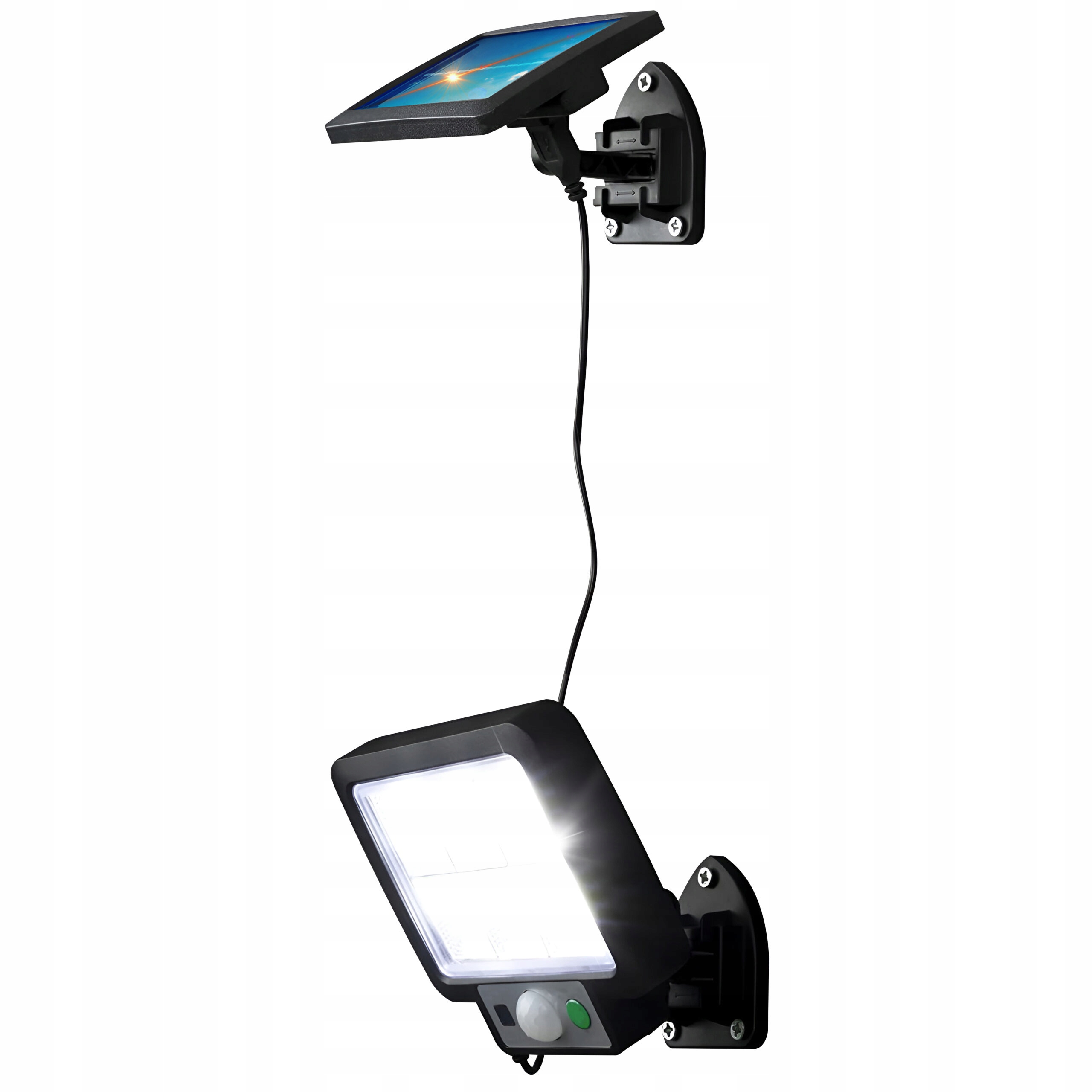 Lampa Solarna LED Halogen Z Czujnikiem Ruchu Zmierzchu I Z Przewodem 3,5m Marka Vergionic