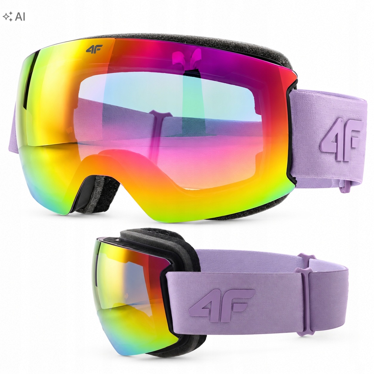4F lyžařské brýle U044 s vícebarevnou povrchovou úpravou fialové, filtr UV400 S2
