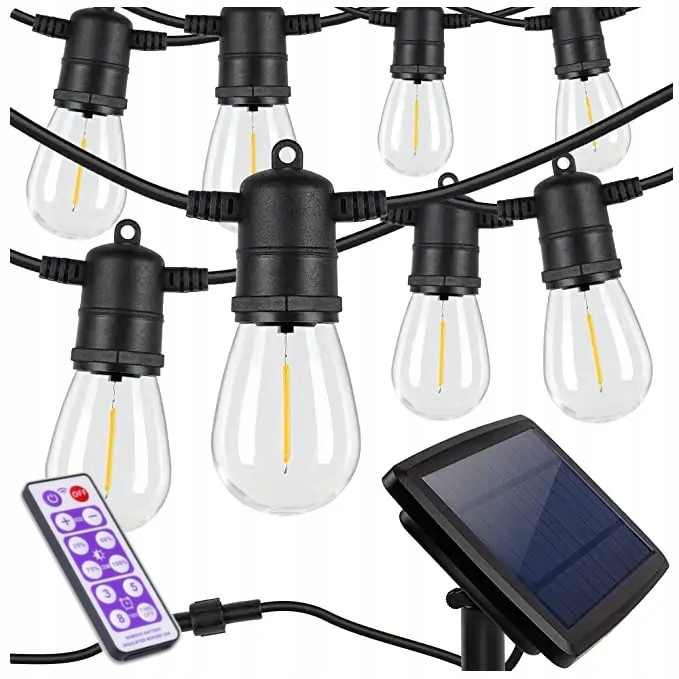 Solární zahradní girlanda Světelný řetěz 10 m Led IP44 Sada žárovek