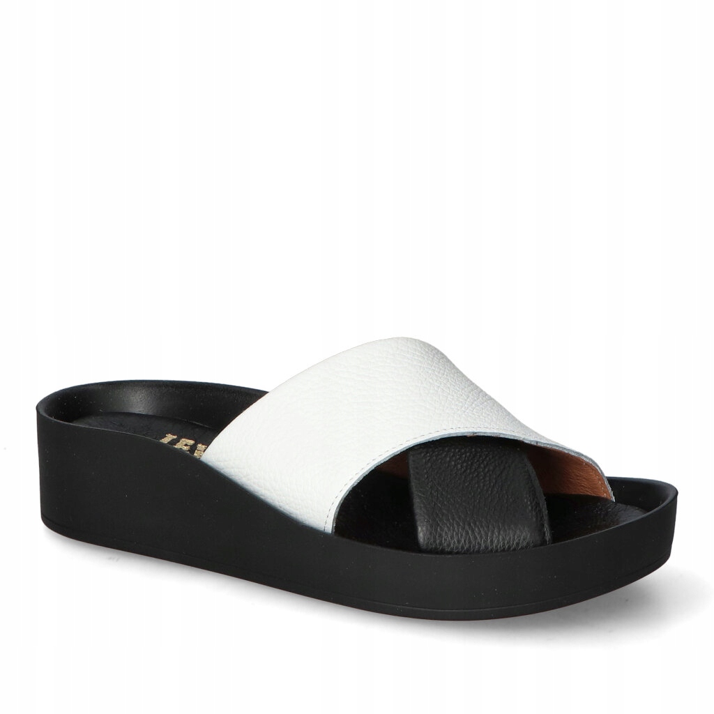 Nazouváky Lewski Černá/Bílá Na Tlusté Podešvi Přírodní kůže 36