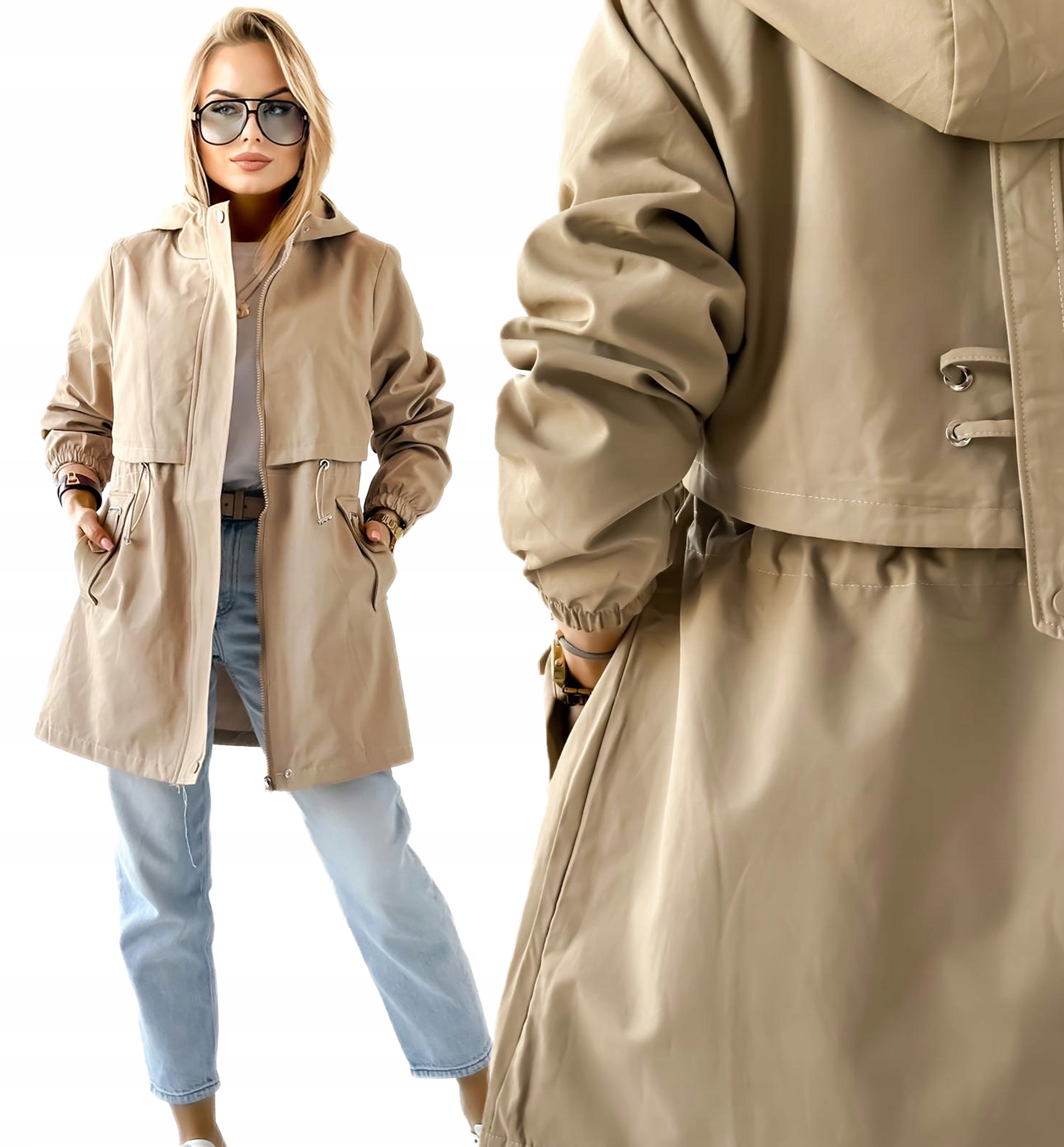 Dámská přechodná kabátek bunda Parka Trencz kapuce XL Esmeralda