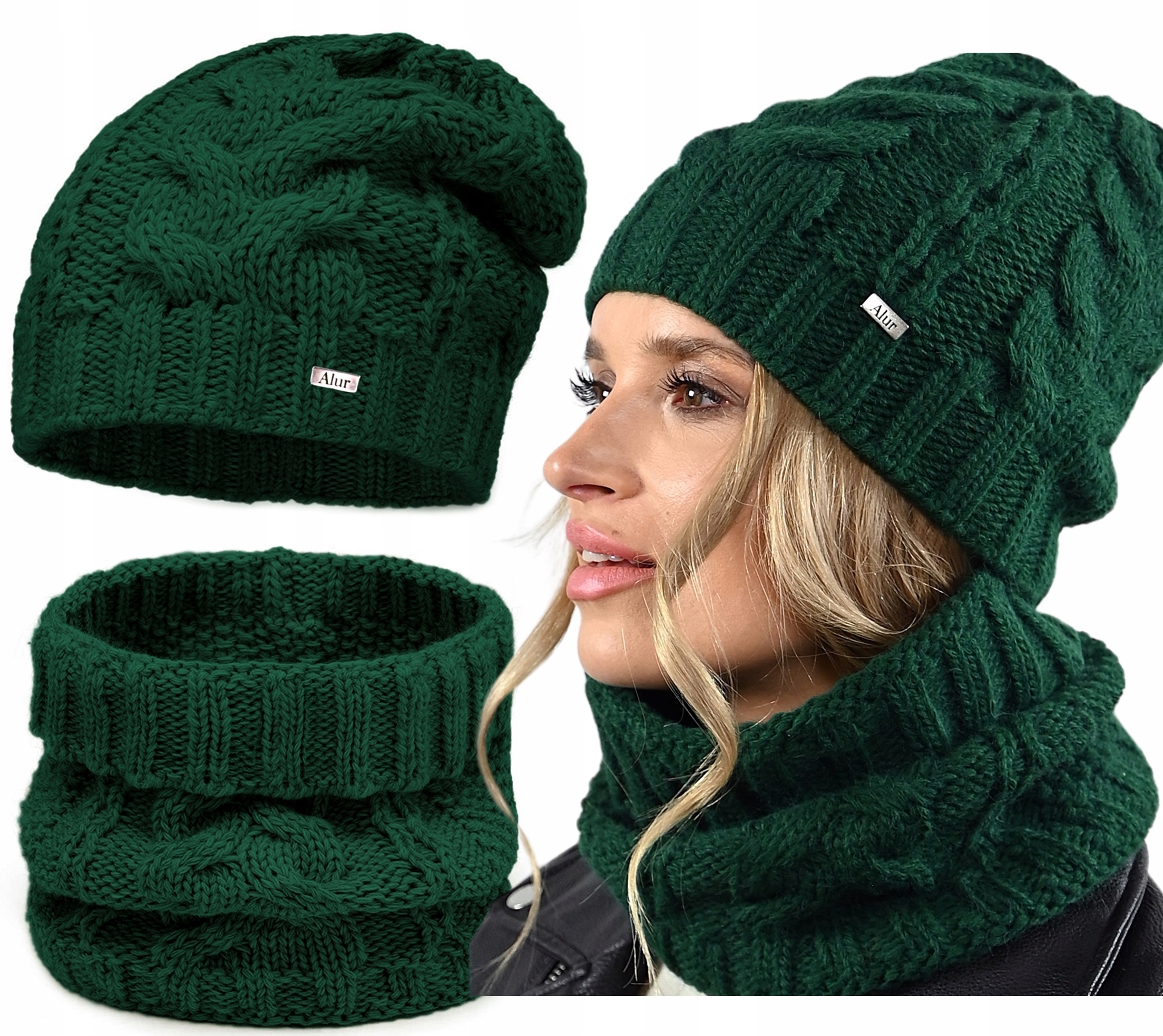 Elegantní Dámský Set Čepice Nákrčník Teplá polská kvalita Dárek A10