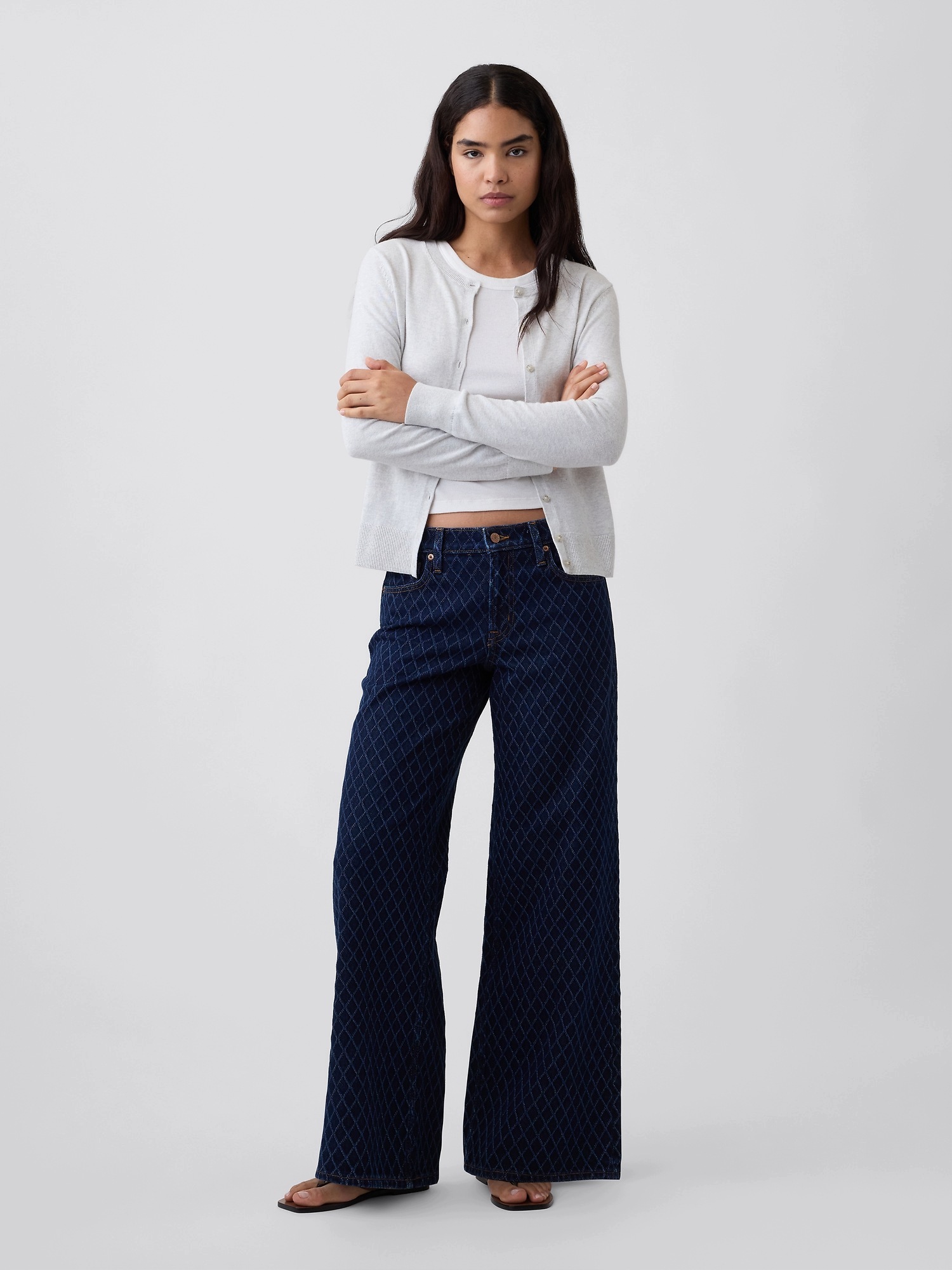 Gap Džíny Mid Rise Wide-Leg