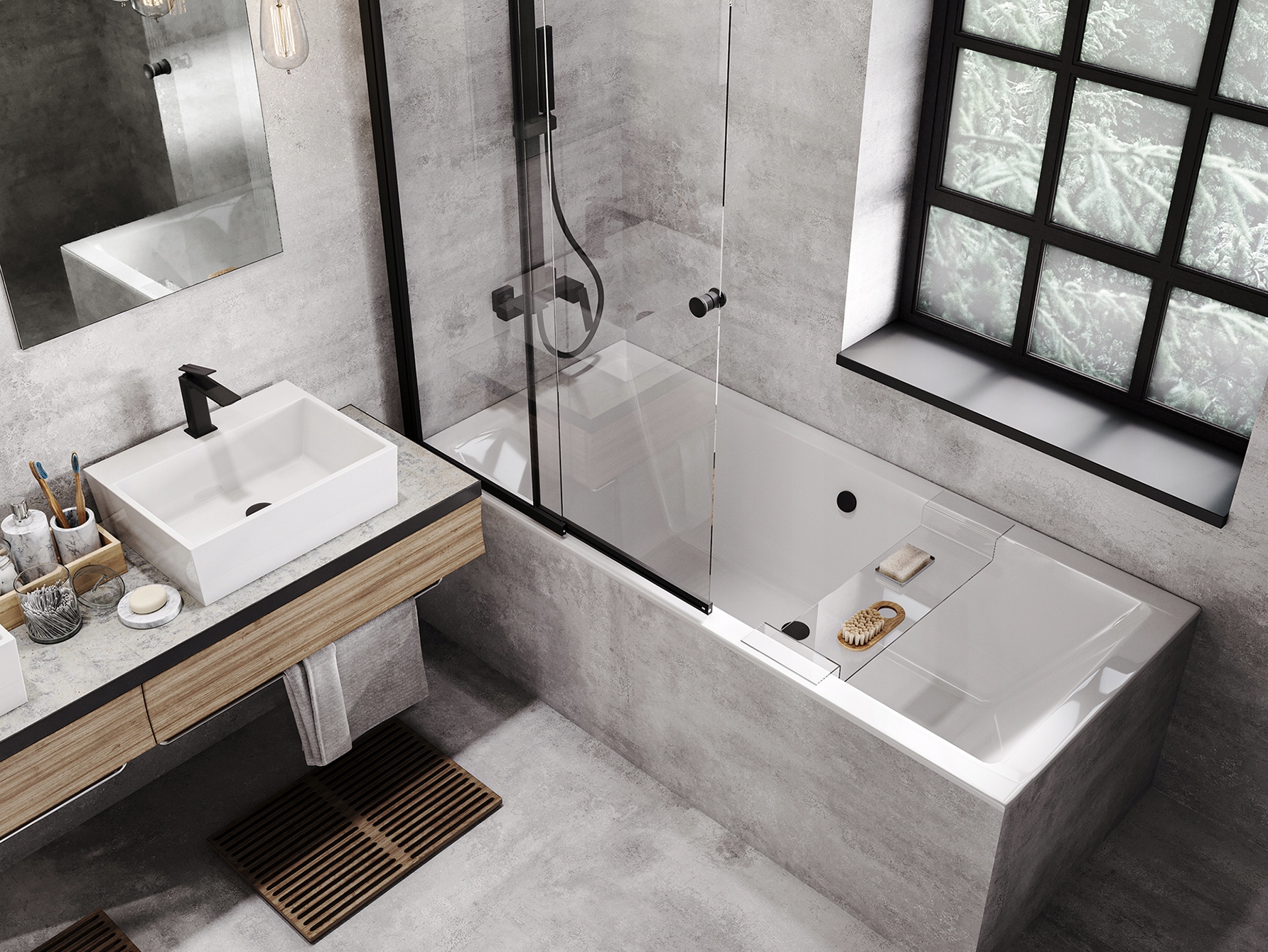 wanna prostokątna quadro Slim 180x80 akryl Besco