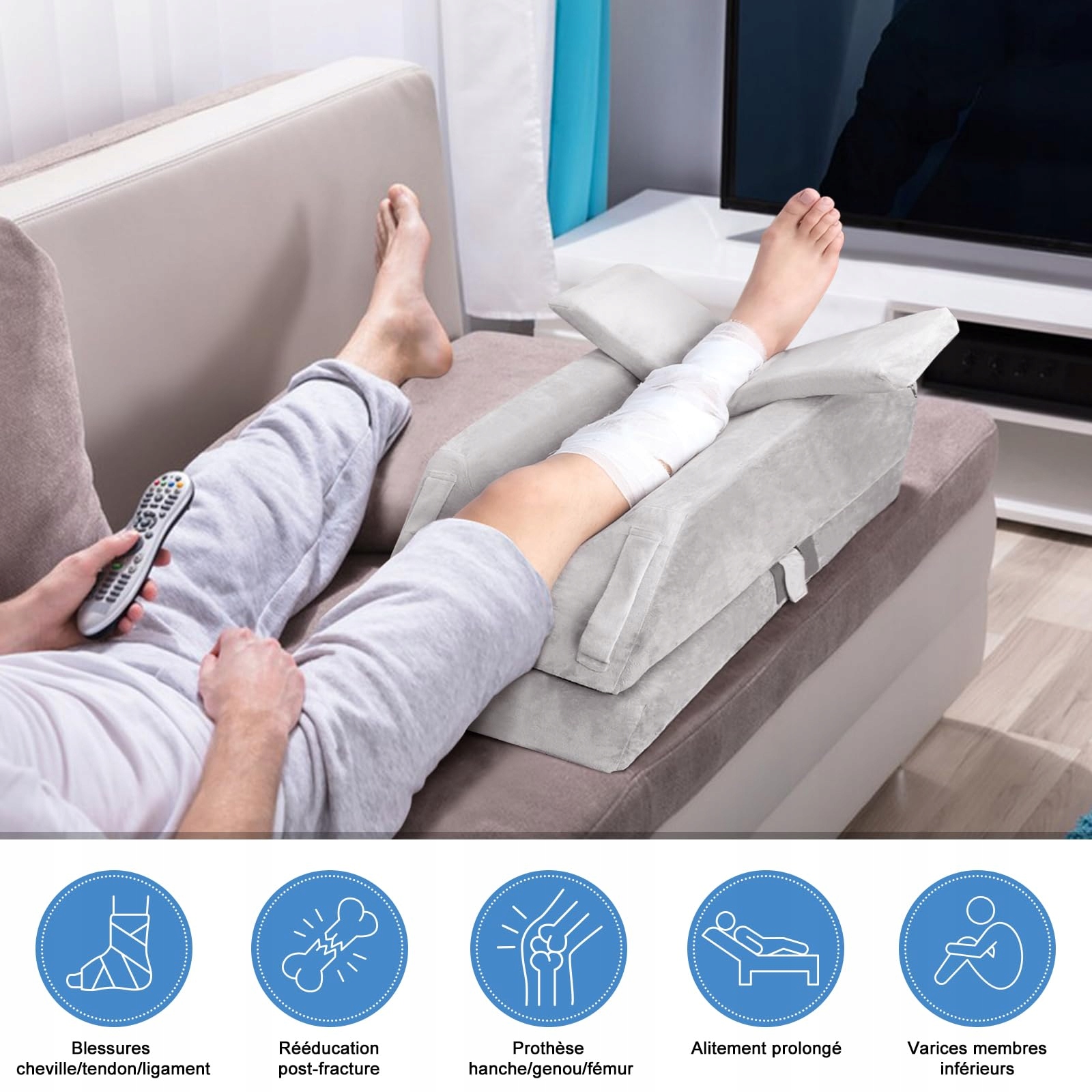 COMFORTMED Poduszka Klinowa Regulowana Wysokość Pianka Memory Do Nóg — miniatura 2