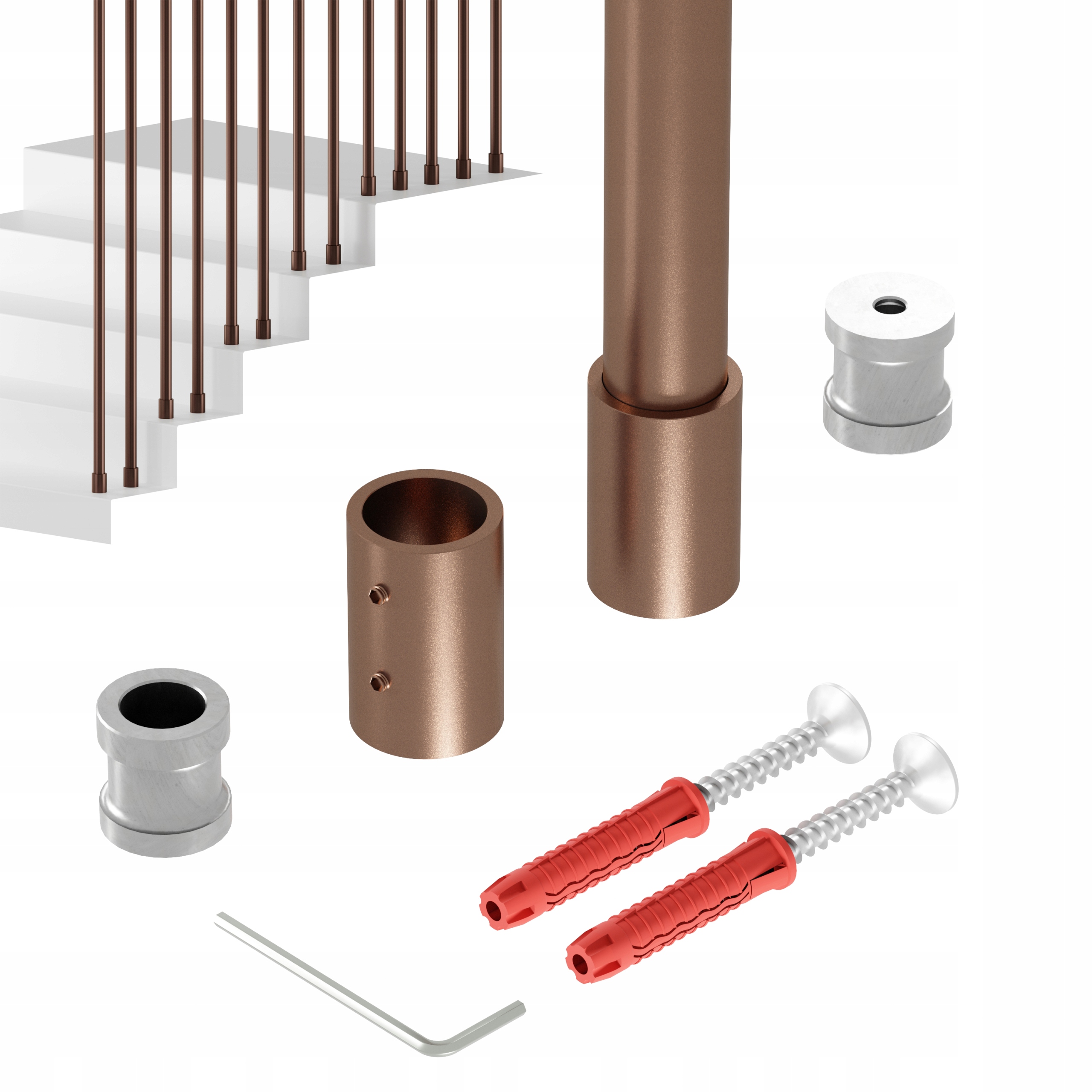 Zábradlí Na Schody Barierka Sloupek Měď fi 20 mm 295 CM Harfa Noa