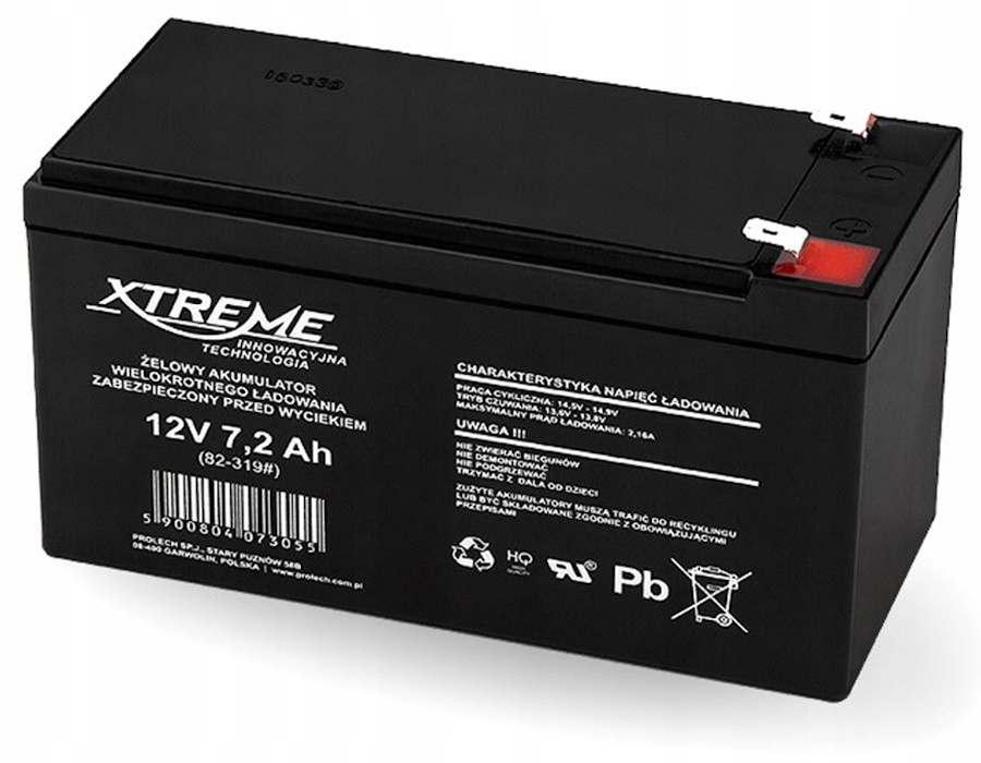 

Akumulator 12V 7,2Ah żelowy do pojazdów zabawek