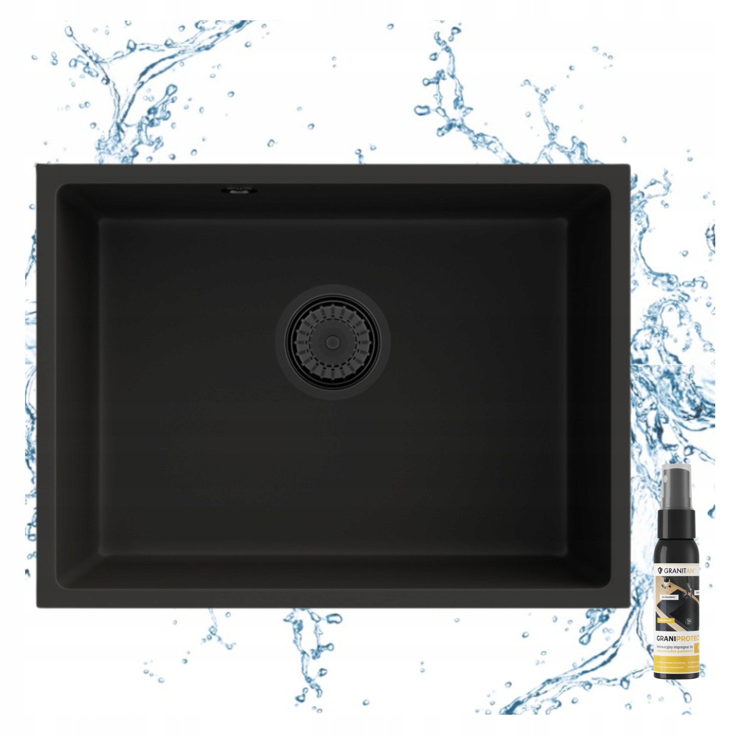 Čierny Granitový Drez Pod Dosku Klik Klak Manado 60
