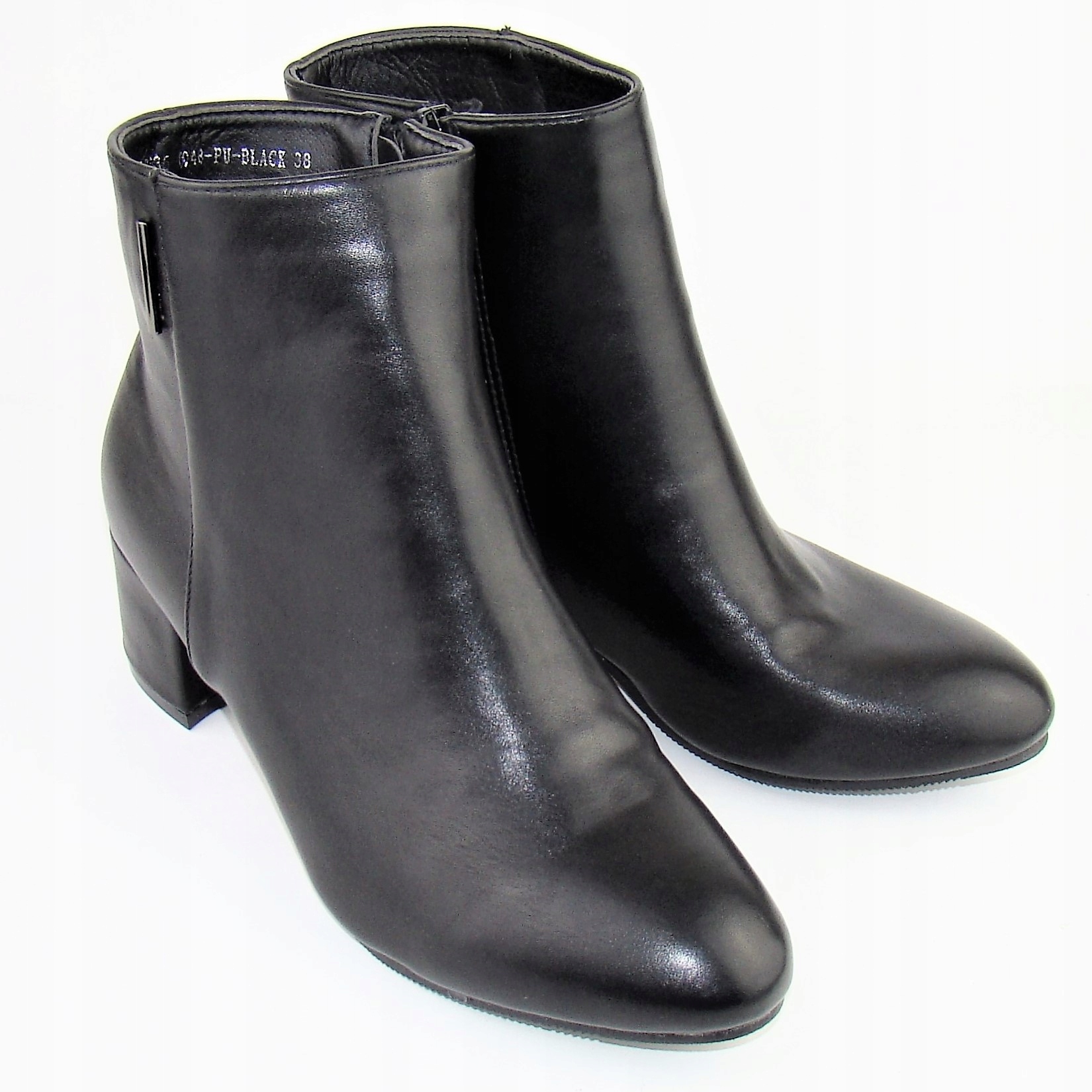 BUTY BOTKI DAMSKIE CZARNE NISKIE NA ZAMEK roz 37 WYPRZEDAŻ Rozmiar 37