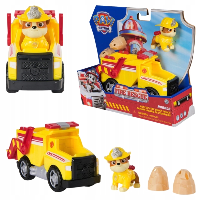 PSI PATROL PAW PATROL FIRE RESCUE ZESTAW FIGURKA RUBBLE + POJAZD TEMATYCZNY