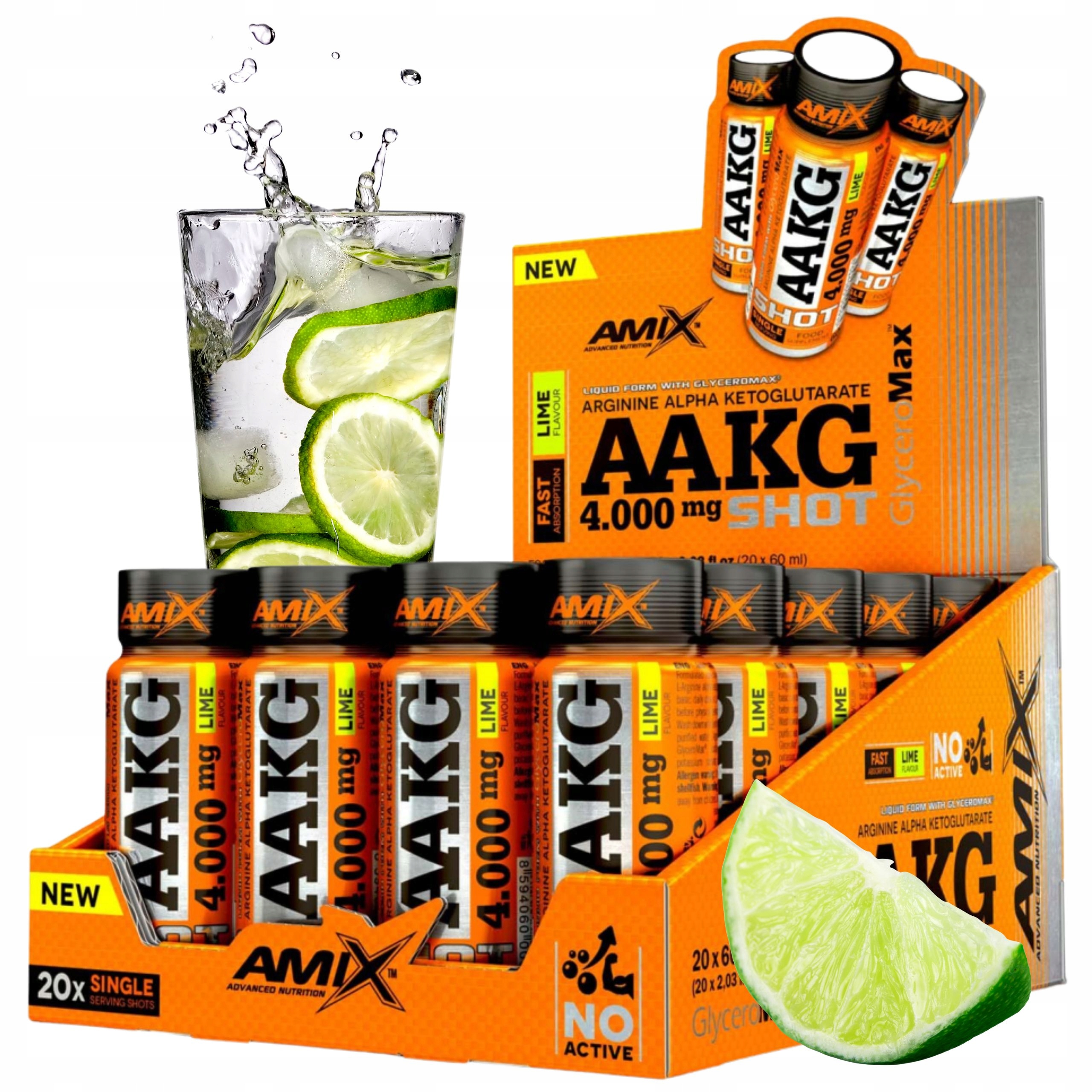 Aakg Shot Silná Arginina Glycerol Předtréninkovka Svalová pumpa Amix