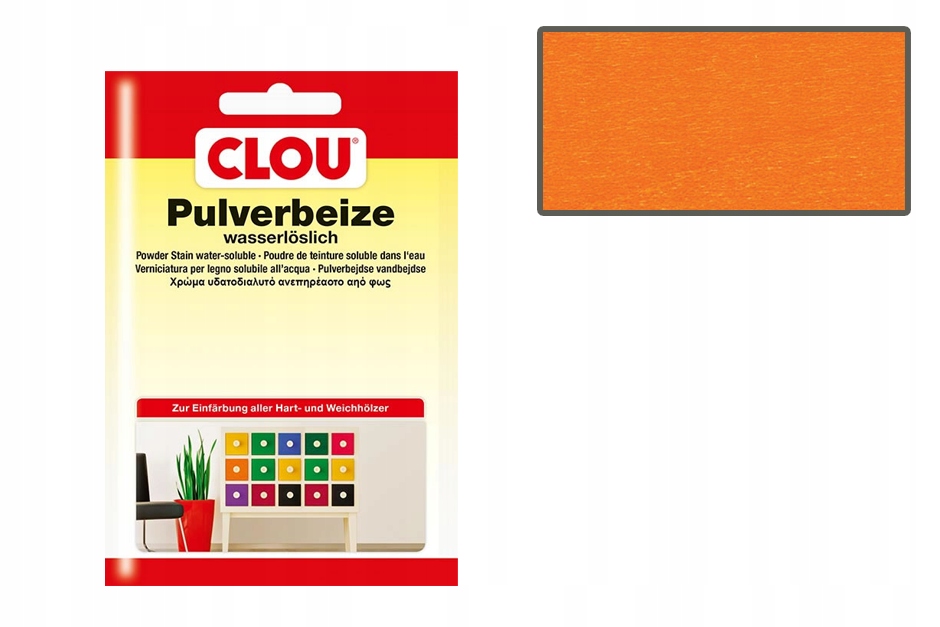 CLOU Bejca wodna do drewna proszek 5g Pomarańczowy