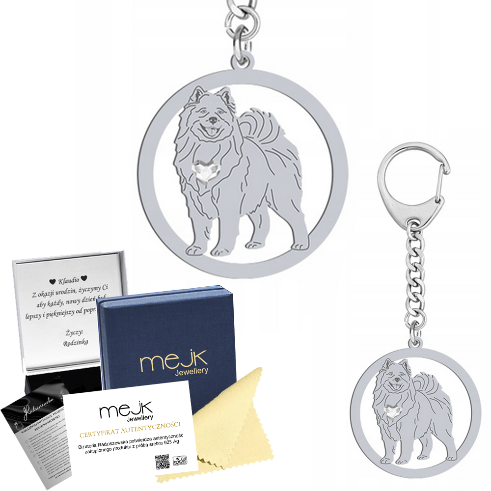 Přívěsek Na Klíče na klíče Samoyed Stříbro 925 Šperky Dárek Žena Gravírování Bonus