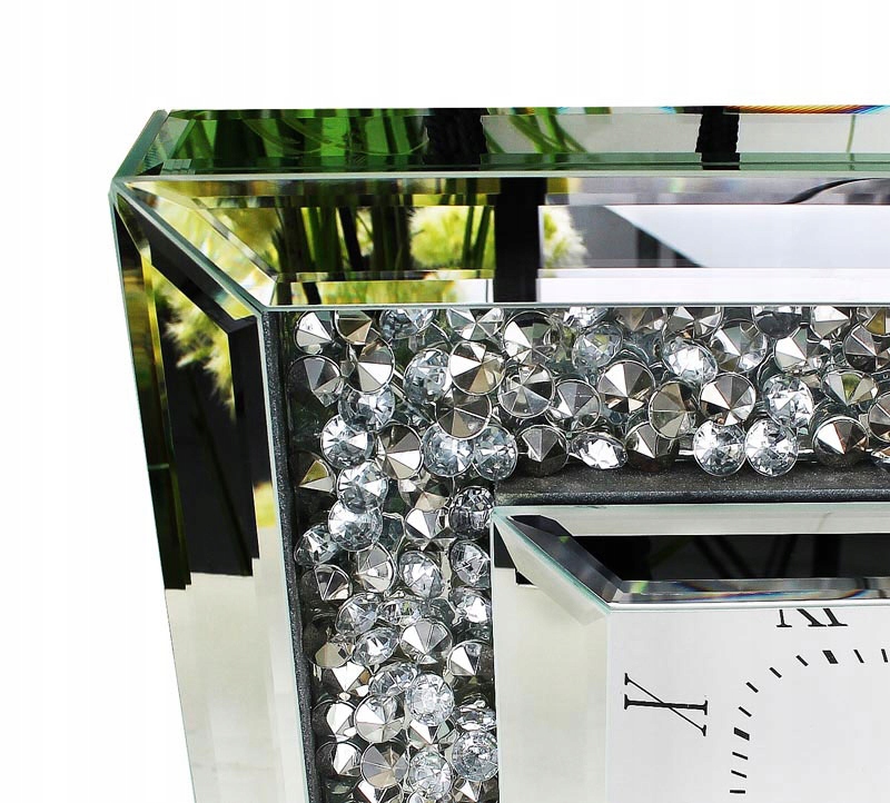 

Nowoczesny zegar kryształowy glamour srebrny cichy