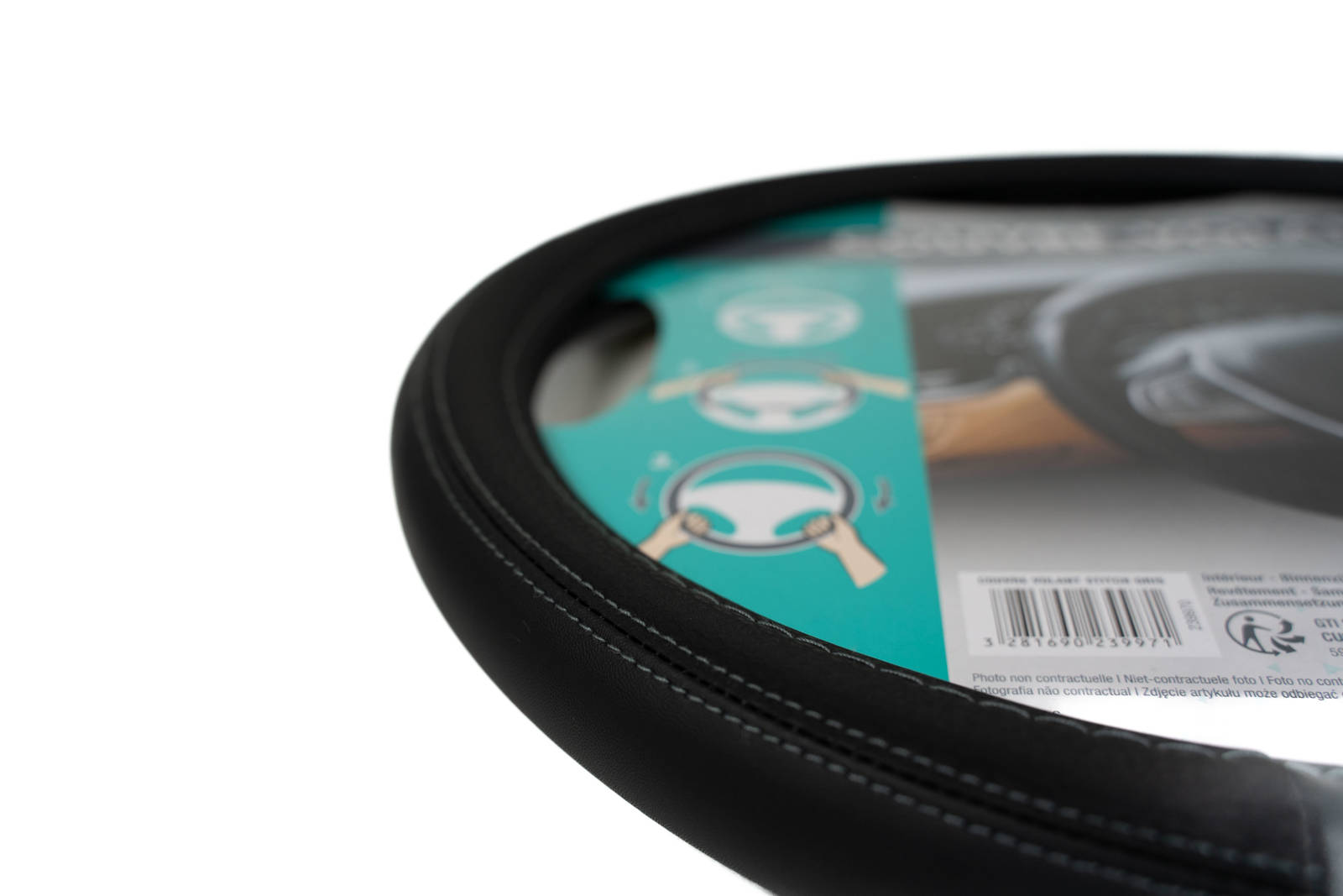 Pokrowiec na kierownicę z szarym szyciem