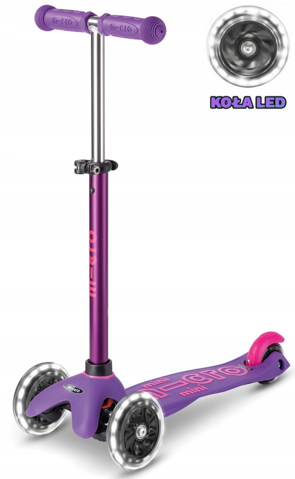 Hulajnoga Mini Micro Deluxe Purple Pink różowa Led