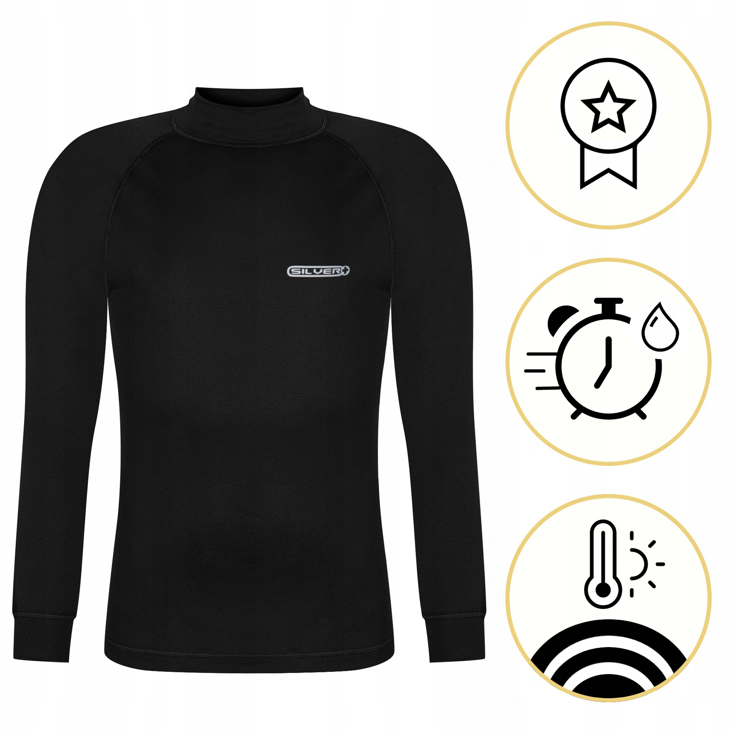 BLUZA MOTOCYKLOWA MĘSKA 3XL TERMOAKTYWNA OCIEPLANA GOLF MESZEK JONY SREBRA Kolor czarny