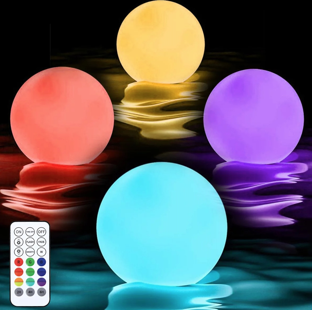 DEKORAČNÉ LED GULE RGB 8CM VODOTESNÉ 4 KS