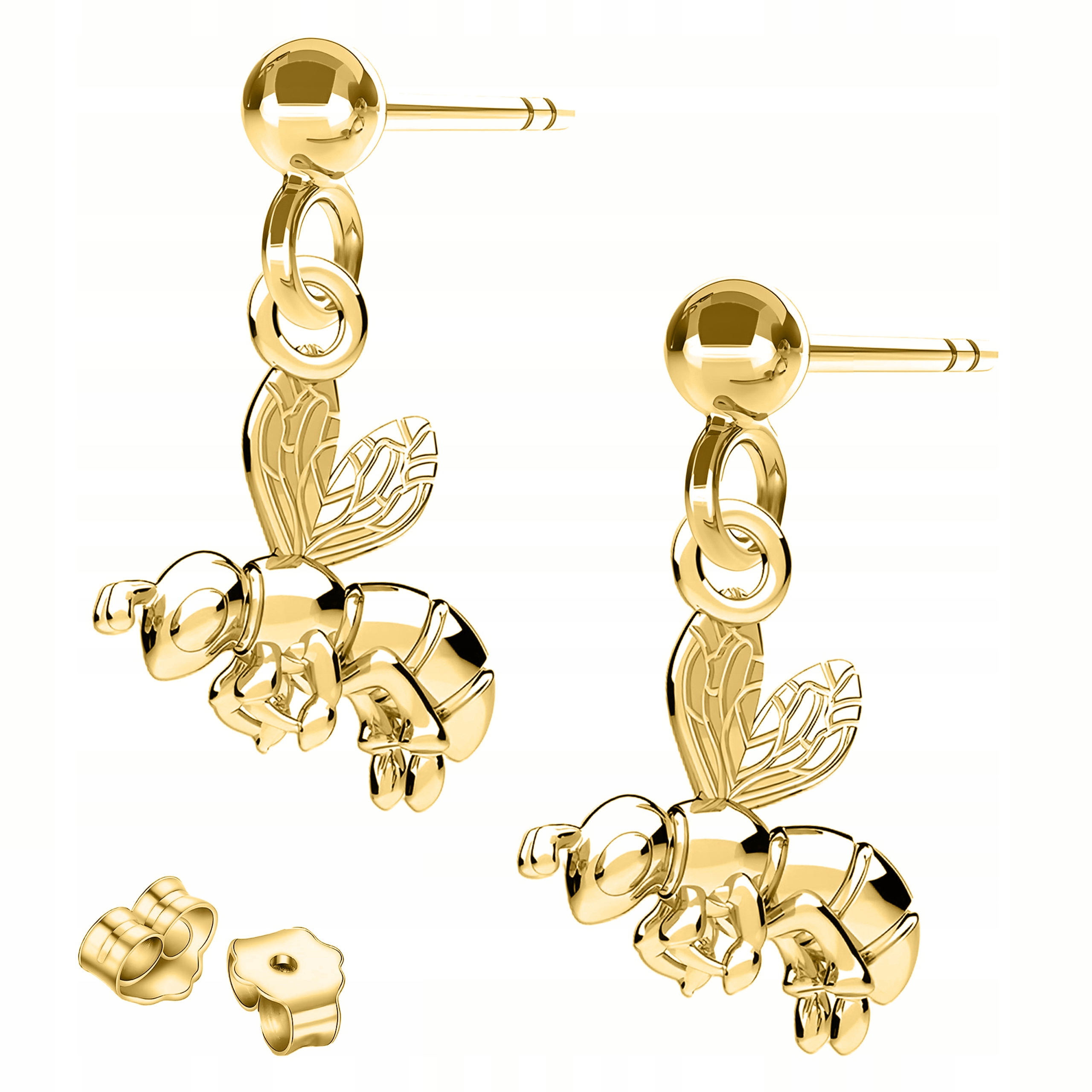 Zlaté Náušnice Včelky Včely na tyčkách Šroubky Včela Stříbro 925