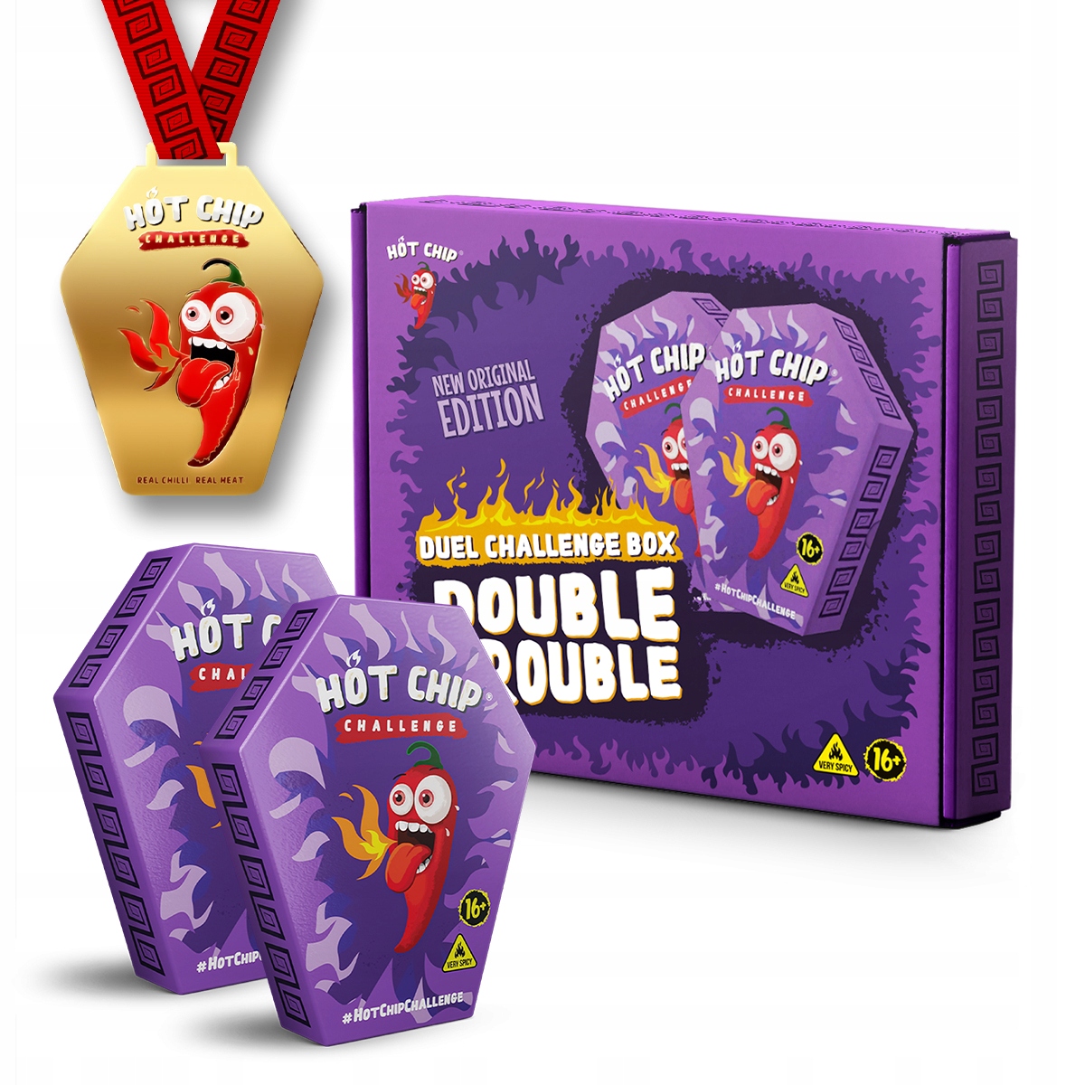 Levně Hot Chip Challenge Purple Duel Challenge Box Double Trouble