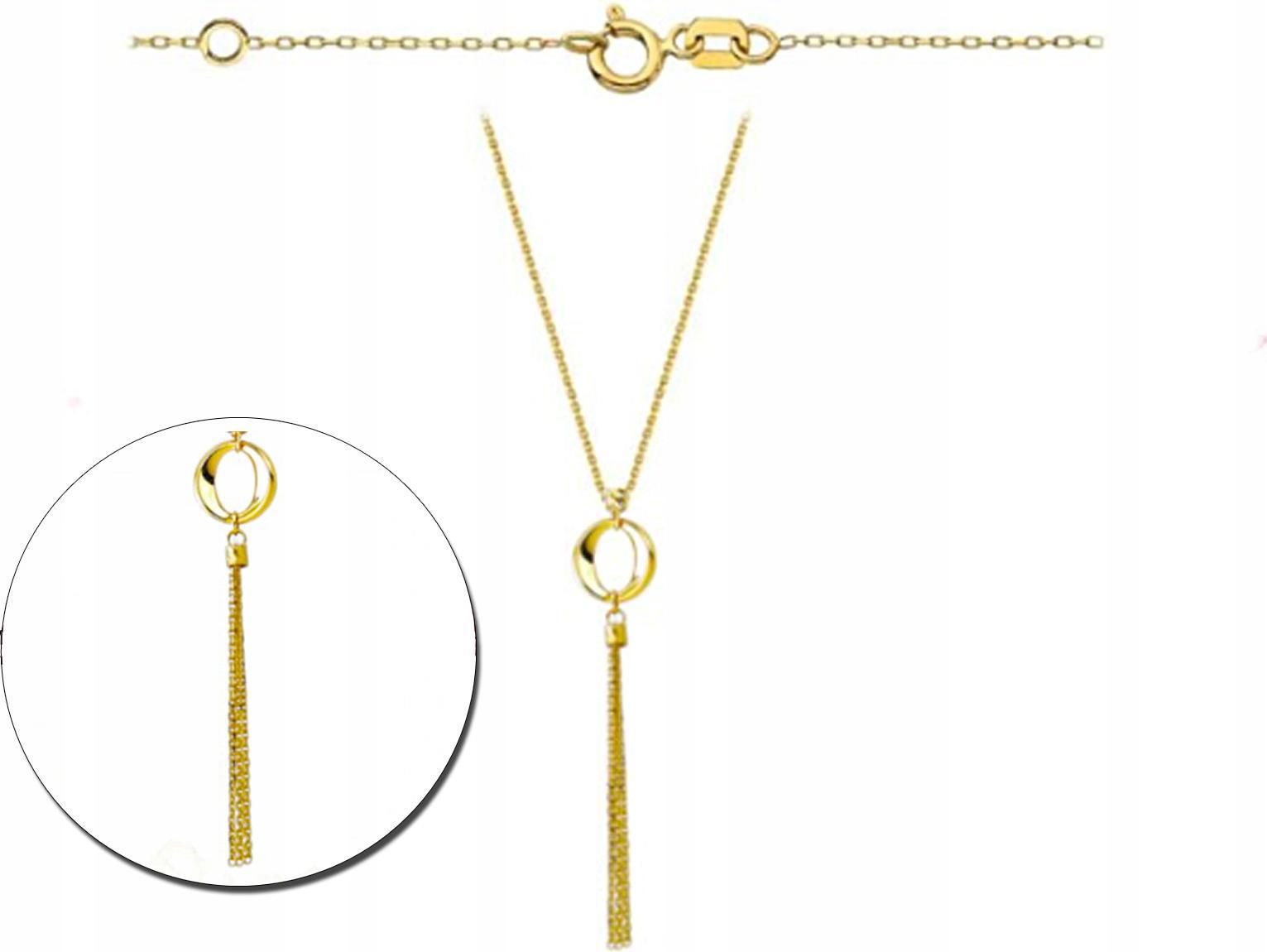 Zlatý náhrdelník 585 kroužek s řetízky celebrity módní vzor 14kt