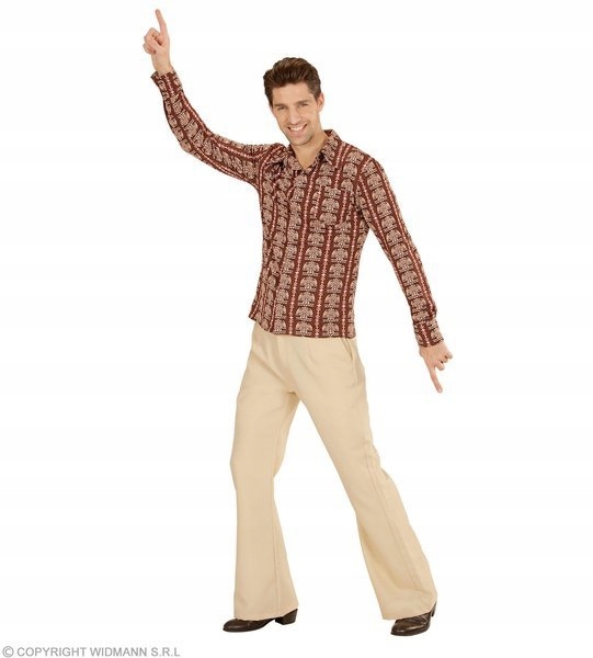 KOSZULA MĘSKA DISCO BRĄZOWA LATA 70-TE xxl Rozmiar XXL