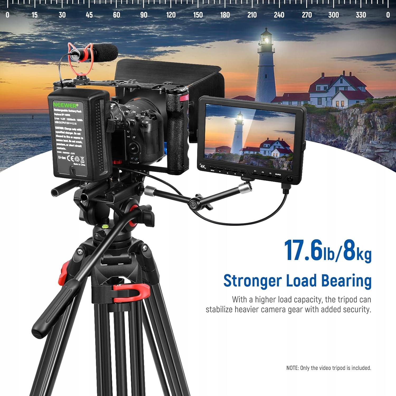 NEEWER Profesjonalny Statyw Wideo 188cm z Głowicą Płynową do DSLR i Gimbali — miniatura 11