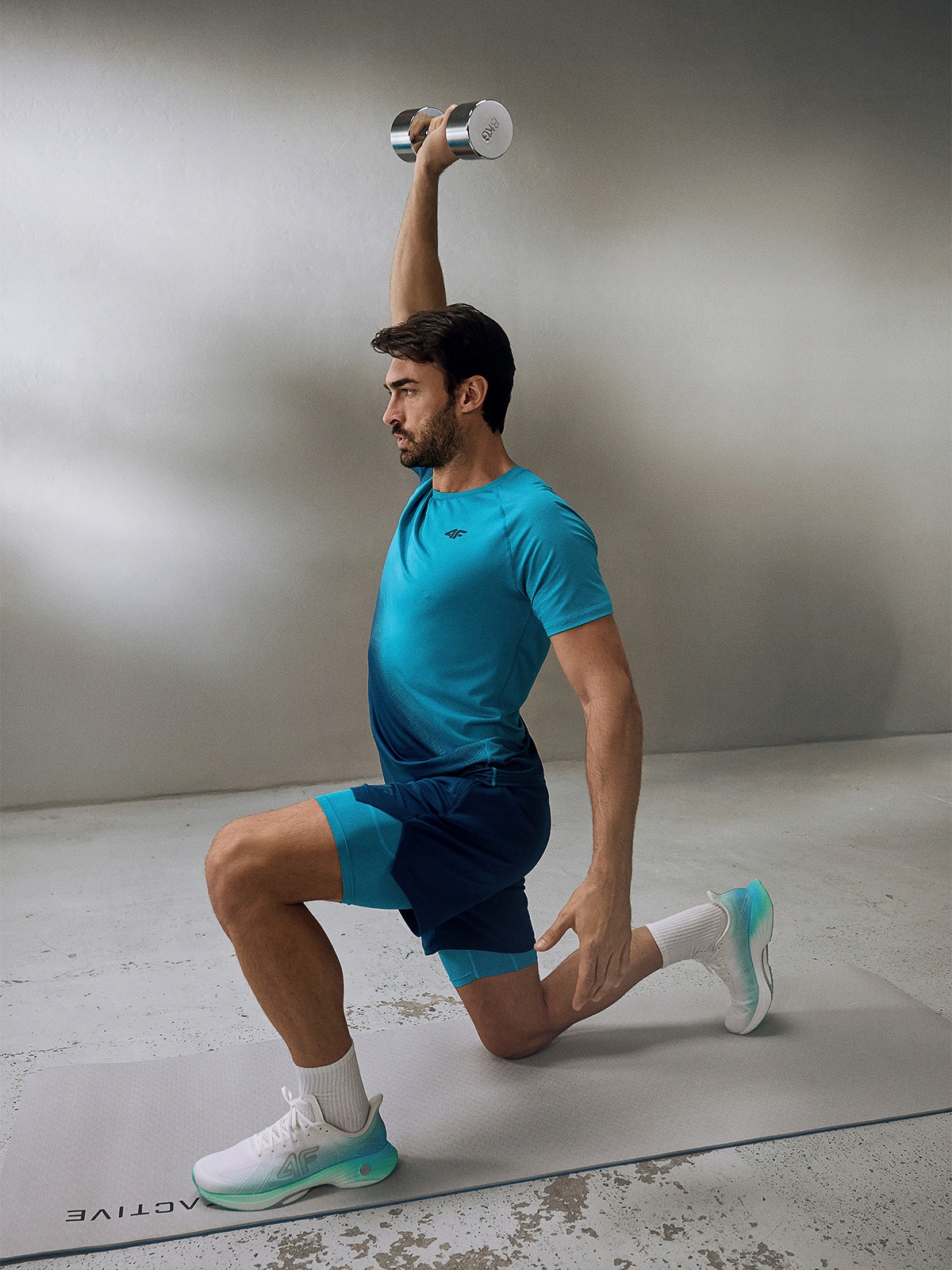 Tričko Pánské Tričko 4F Bavlna Materiál Tyrkysová S