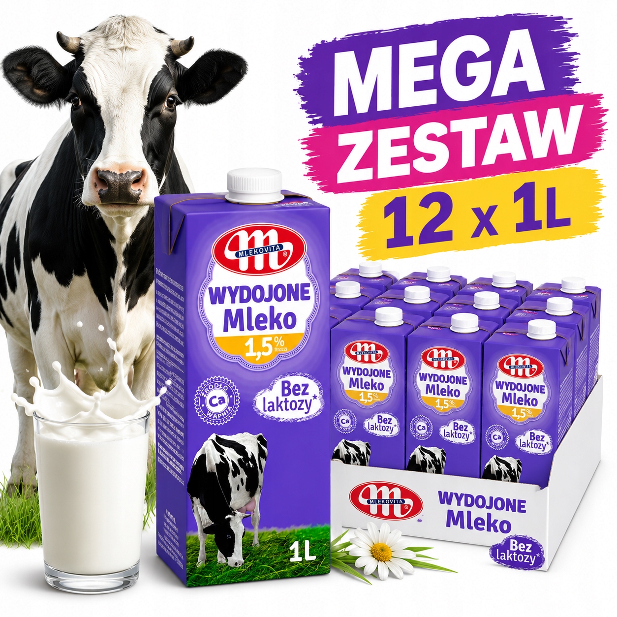 Mléko bez laktózy Mlekovita 1,5% Sada 12 x 1 l