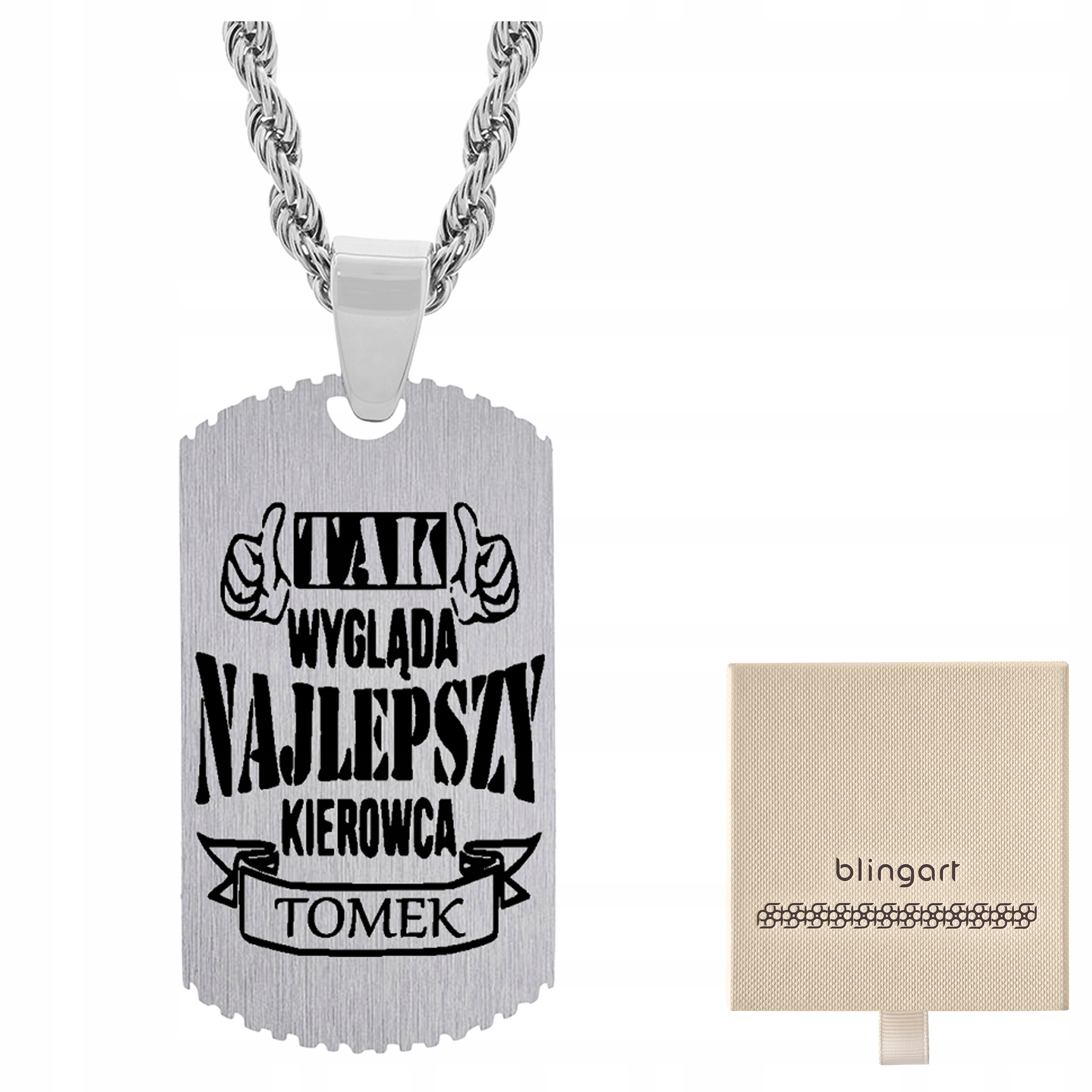 Vojenská Známka pánský náhrdelník Dárek pro Řidiče gravírování ocel Blingart