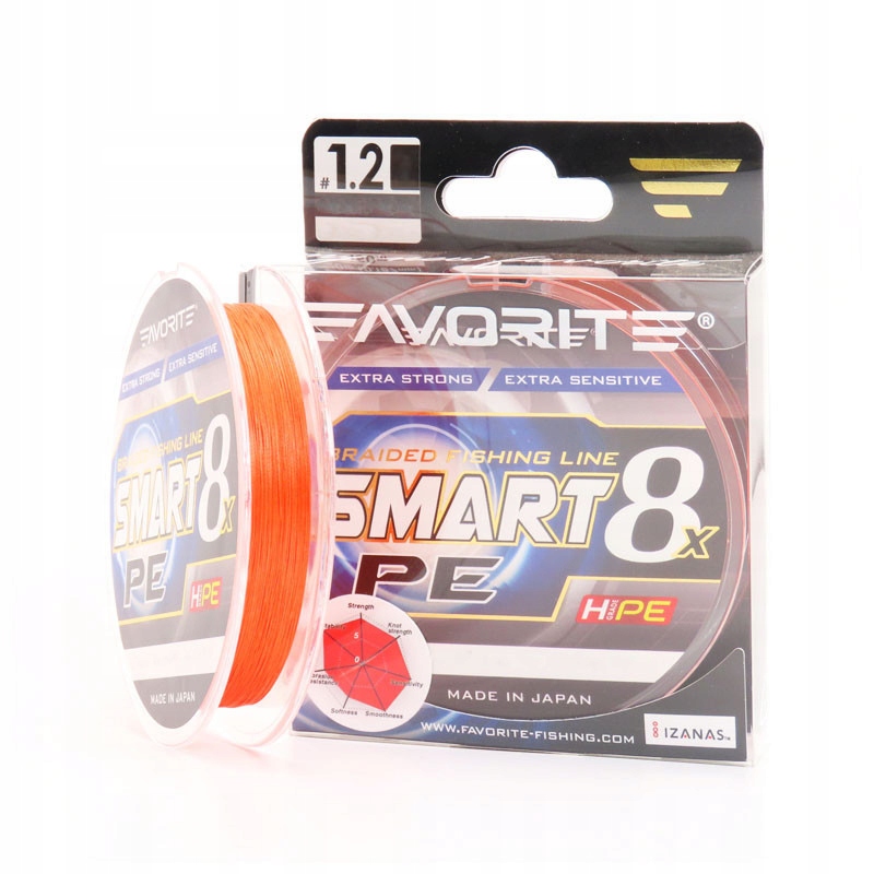 Favorite Smart Pe 8x 150м (red orange) Nr 1.2/0.187mm 15lb/9.5kg
