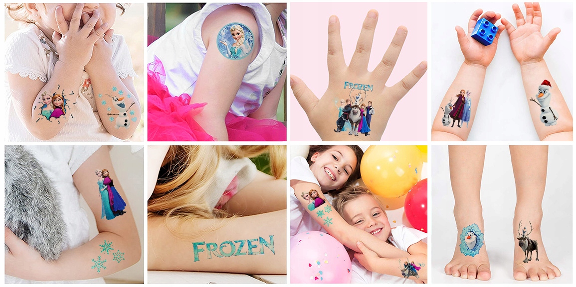 NAJLEPSZE TATUAŻE ZMYWALNE DLA DZIECI DZIECIĘCE FROZEN KRAINA LODU WZORY Marka inny