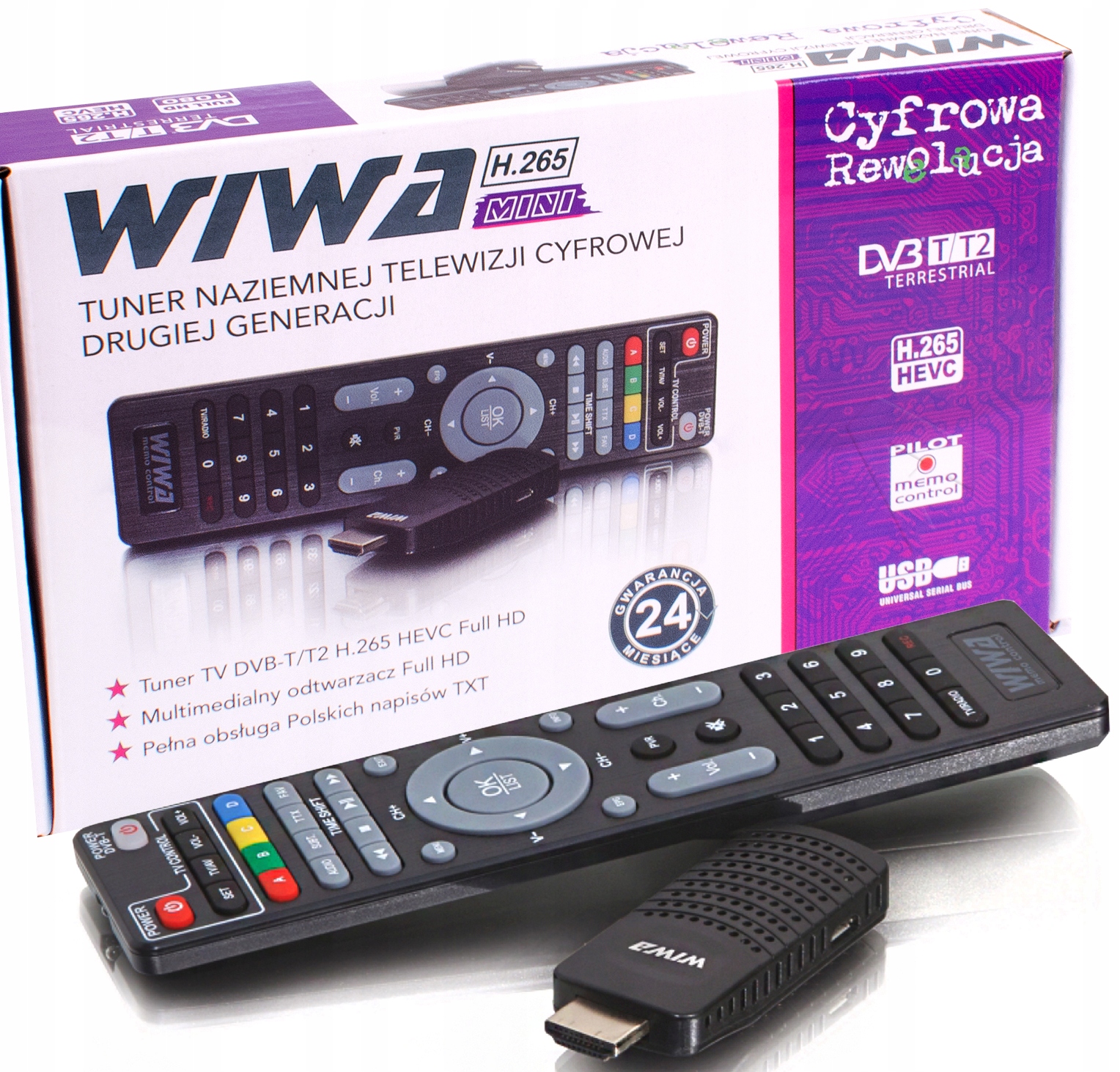 Tuner Dekoder Wiwa H.265 DVB-T/T2 Hevc Mini