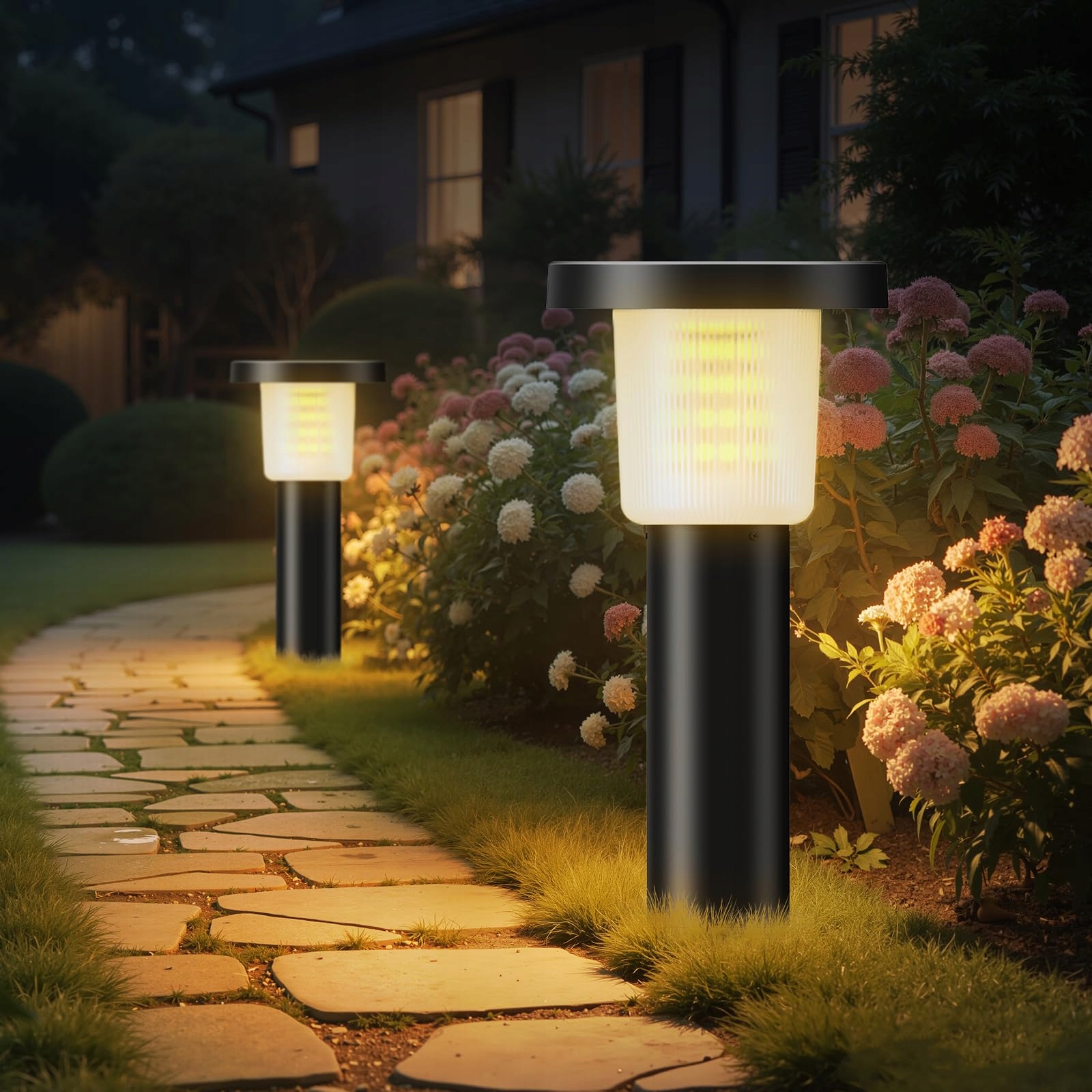 Solárne lampy Intelamp 2x40 cm s diaľkovým ovládaním IP65 500 lm 3800 mAh, oceľ 2 ks