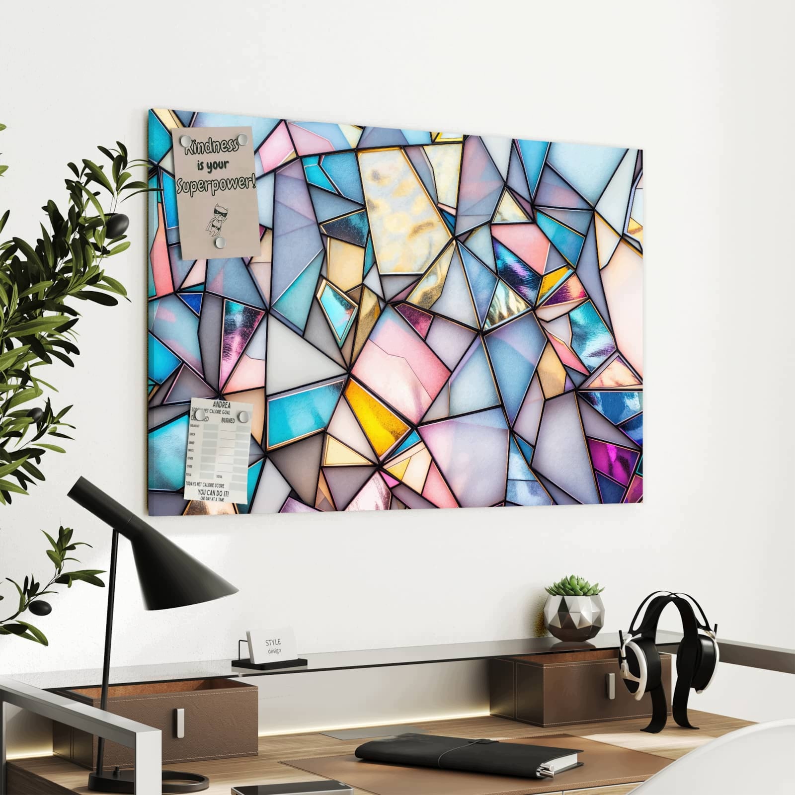 Magnetická tabule Barevné Mozaika szklana 90 × 60 cm